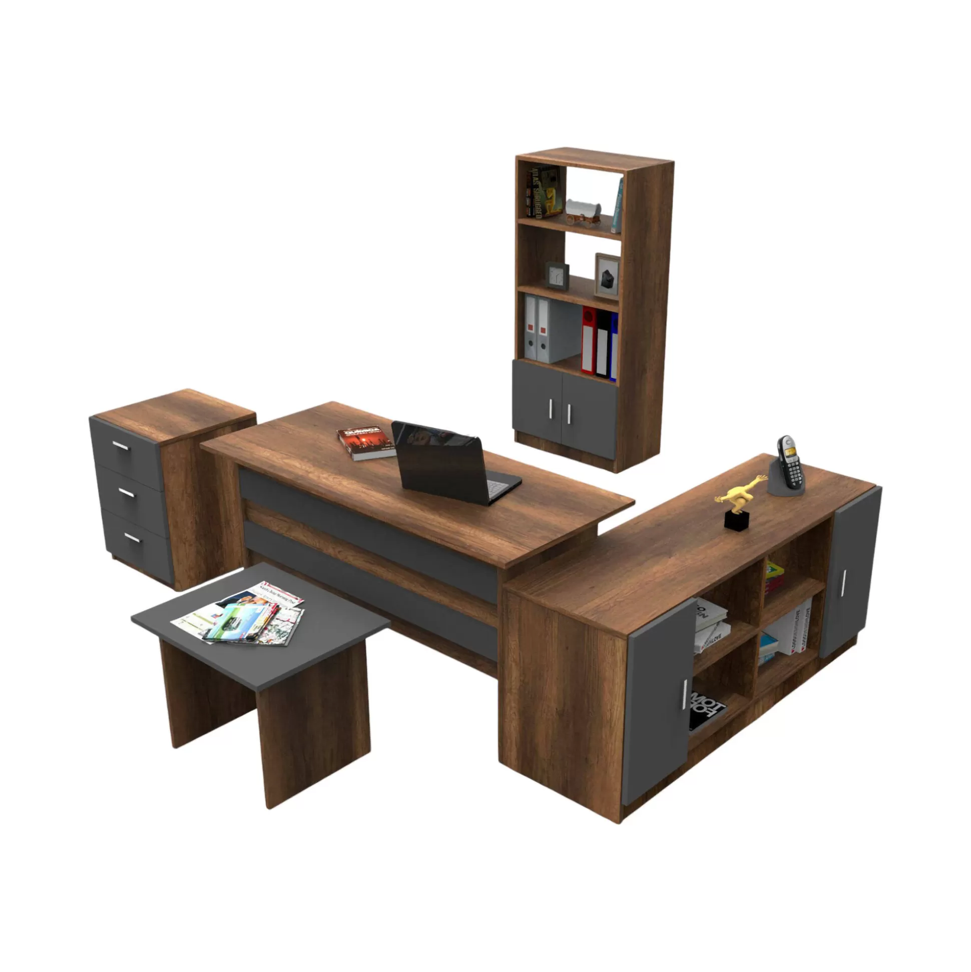 Dmora Set Da Ufficio<Set da ufficio Drasmusse, Noce e Antracite