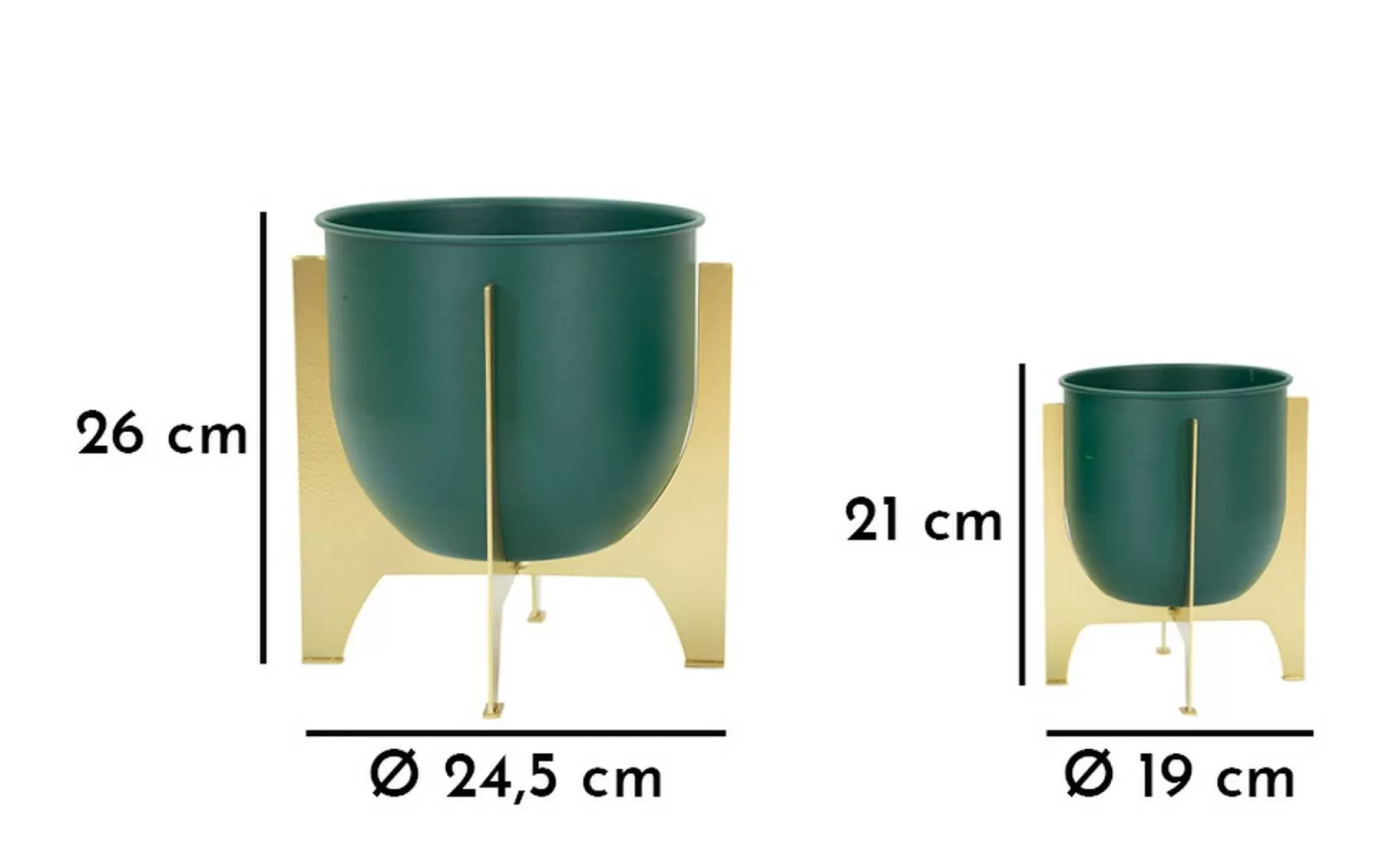 Dmora Oggettistica<Set di 2 portavasi Barbena, 25x25 h26 cm, Verde e Oro