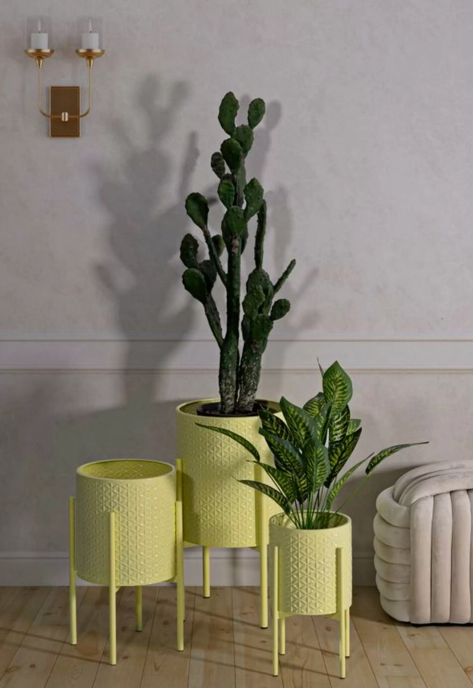 Dmora Oggettistica<Set di 3 portavasi Cisterna, 36x36 h57 cm,