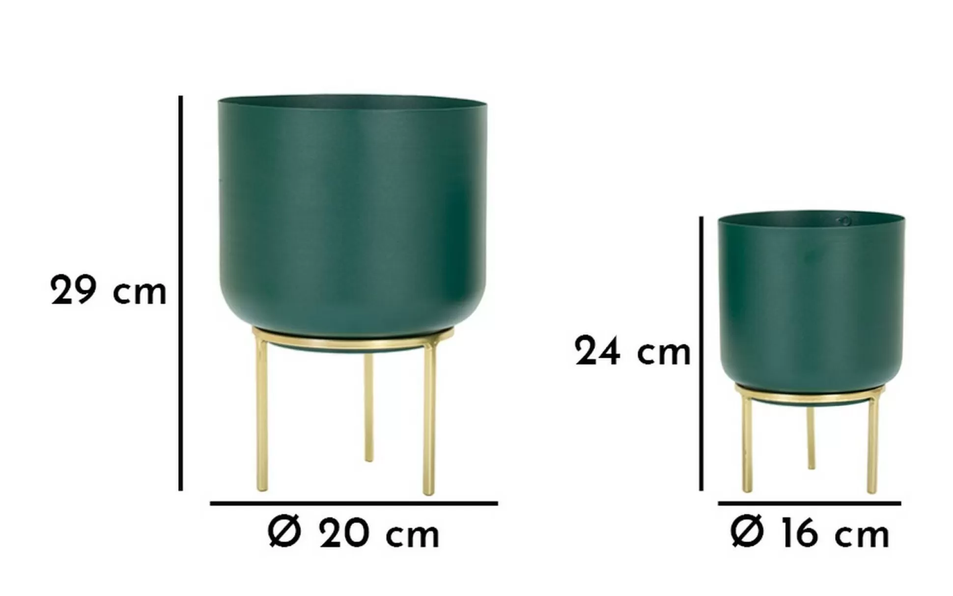 Dmora Oggettistica<Set di 2 portavasi Subequo, 20x20 h29 cm, Verde e Oro