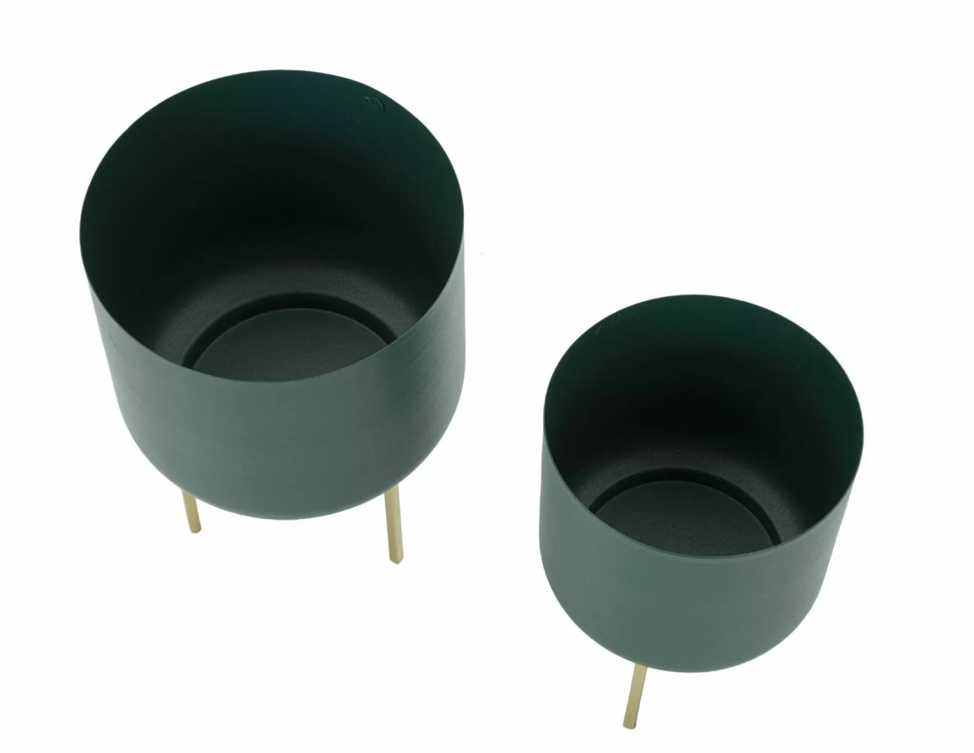 Dmora Oggettistica<Set di 2 portavasi Subequo, 20x20 h29 cm, Verde e Oro
