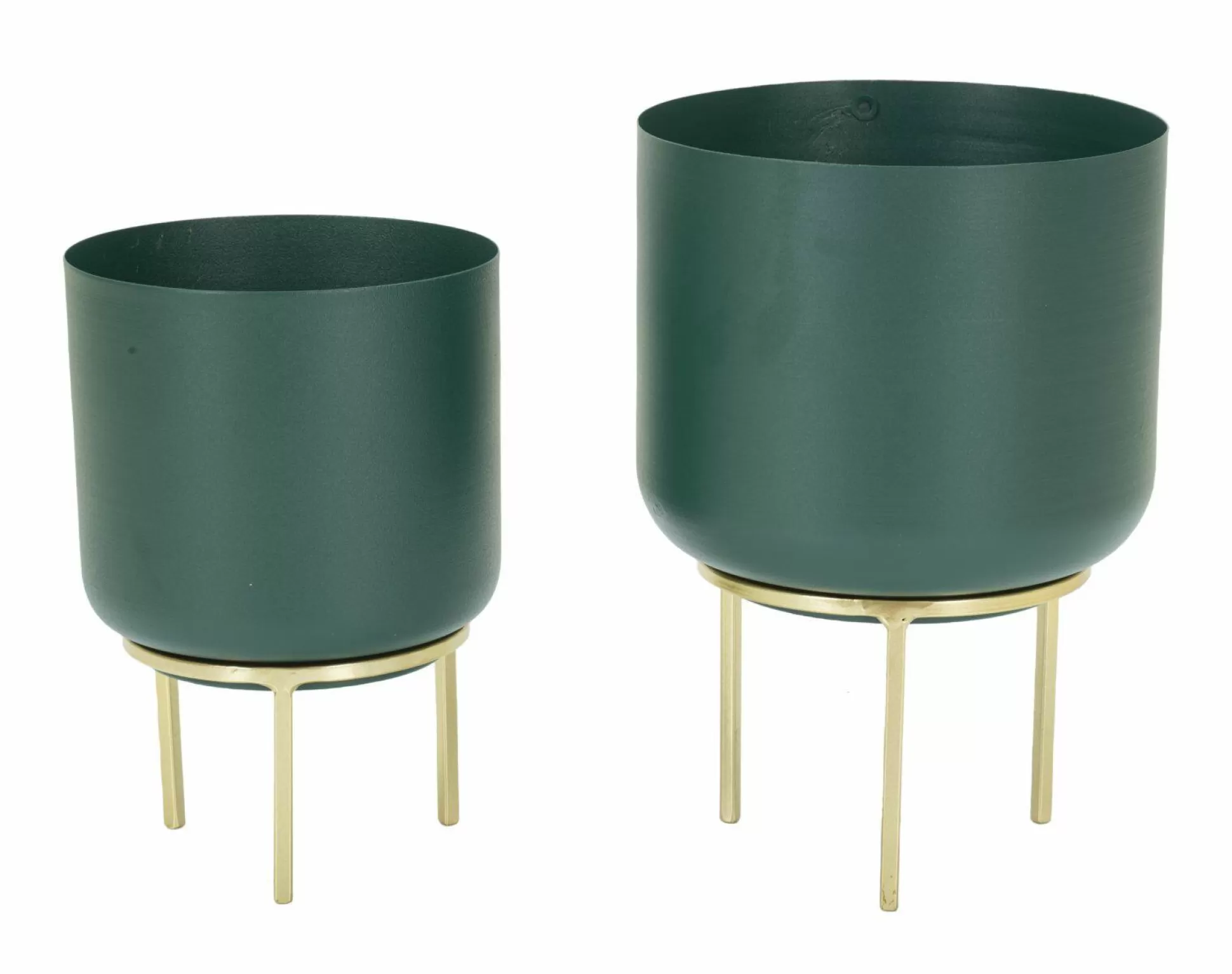 Dmora Oggettistica<Set di 2 portavasi Subequo, 20x20 h29 cm, Verde e Oro