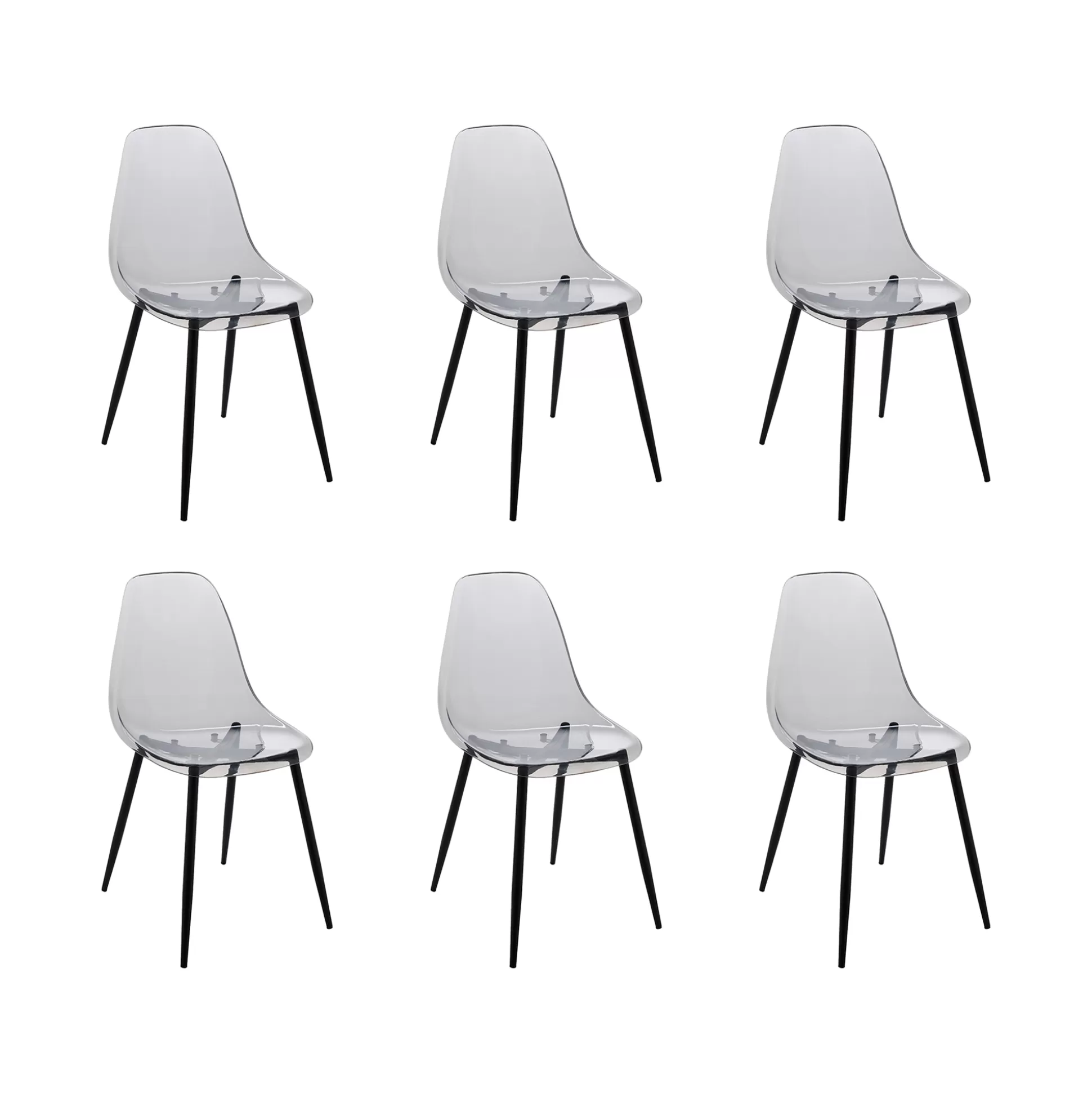 Dmora Sedie<Set di 6 sedie Amstrong, 53x46h81 cm, Fumé