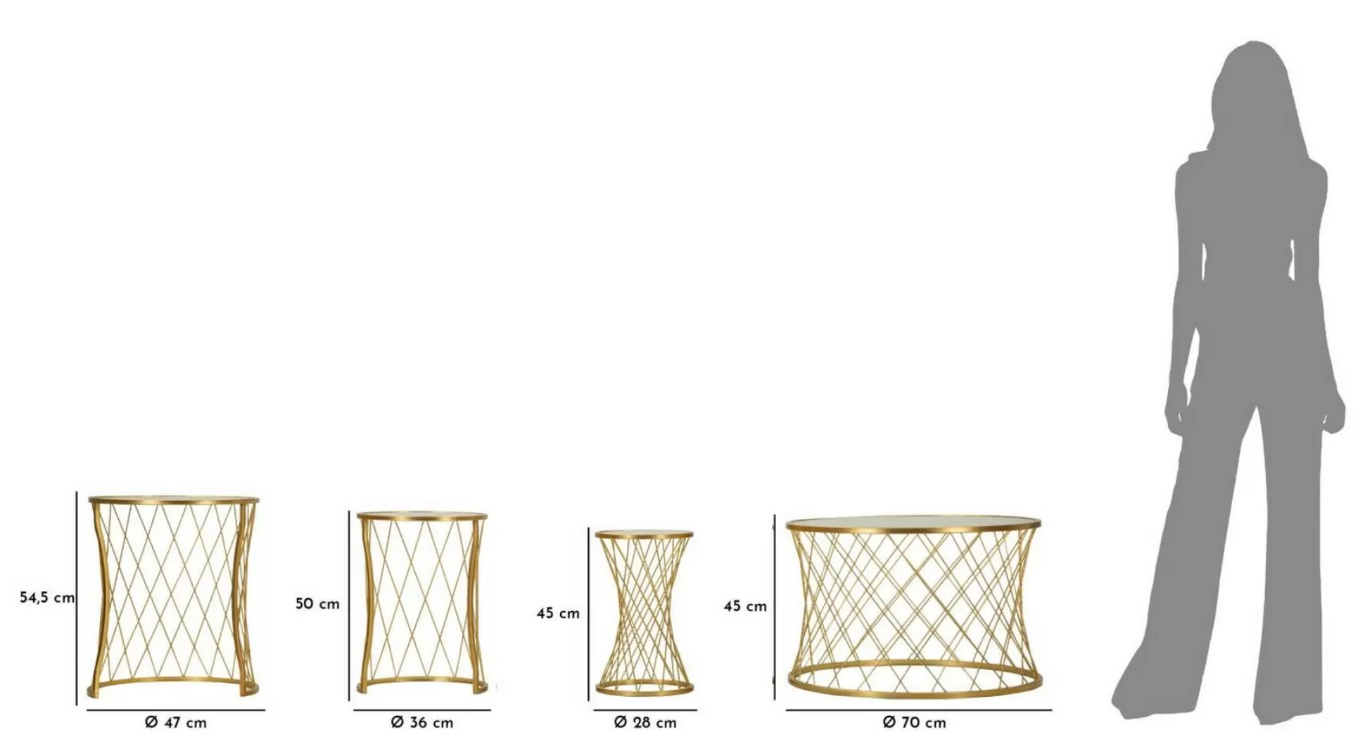 Dmora Tavolini Da Salotto<Set di 4 tavolini da salotto Cabiaglio, 70x70 h55 cm,