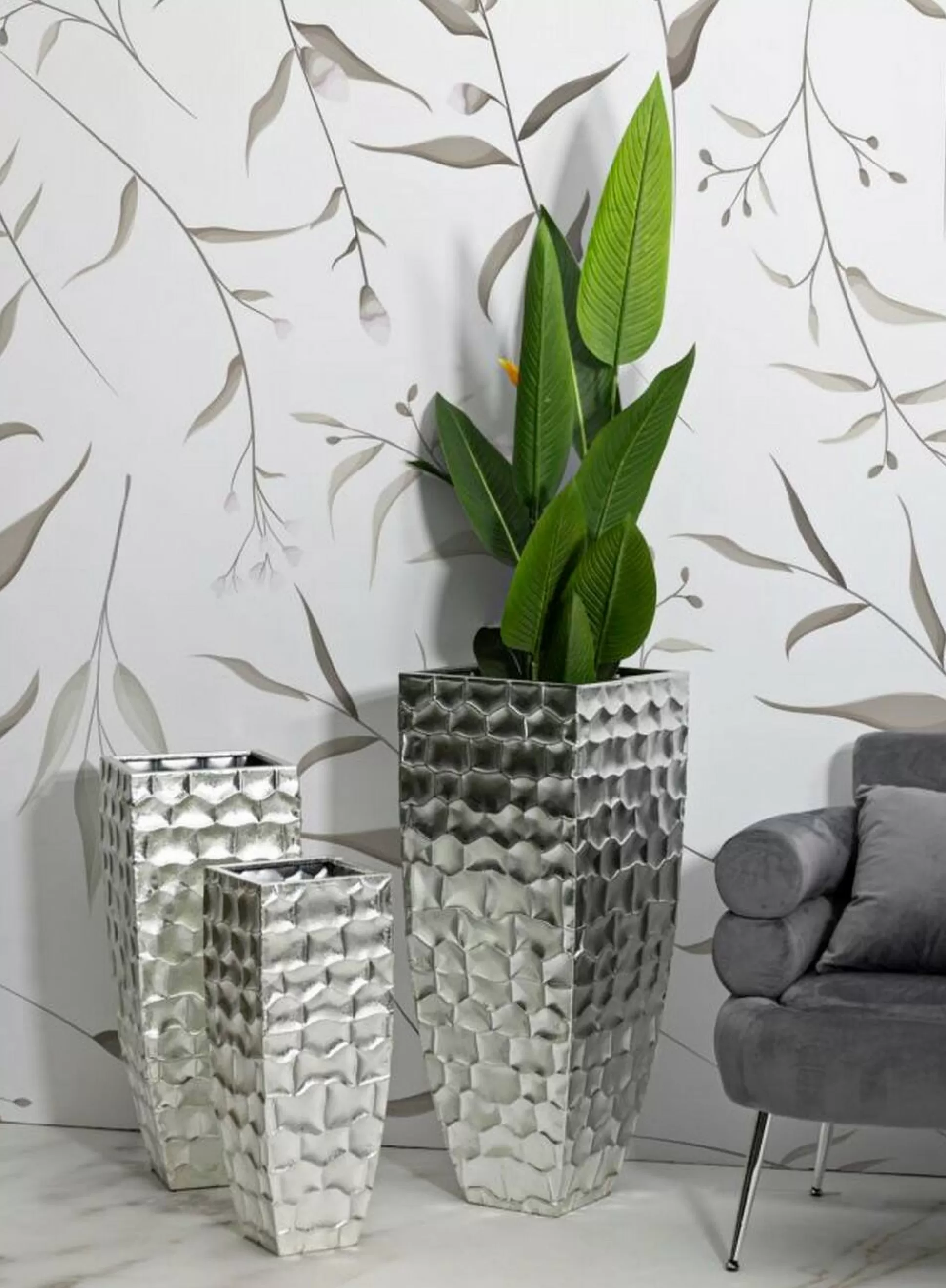 Dmora Oggettistica<Set di 3 vasi Cavatore, 38x38 h91 cm,
