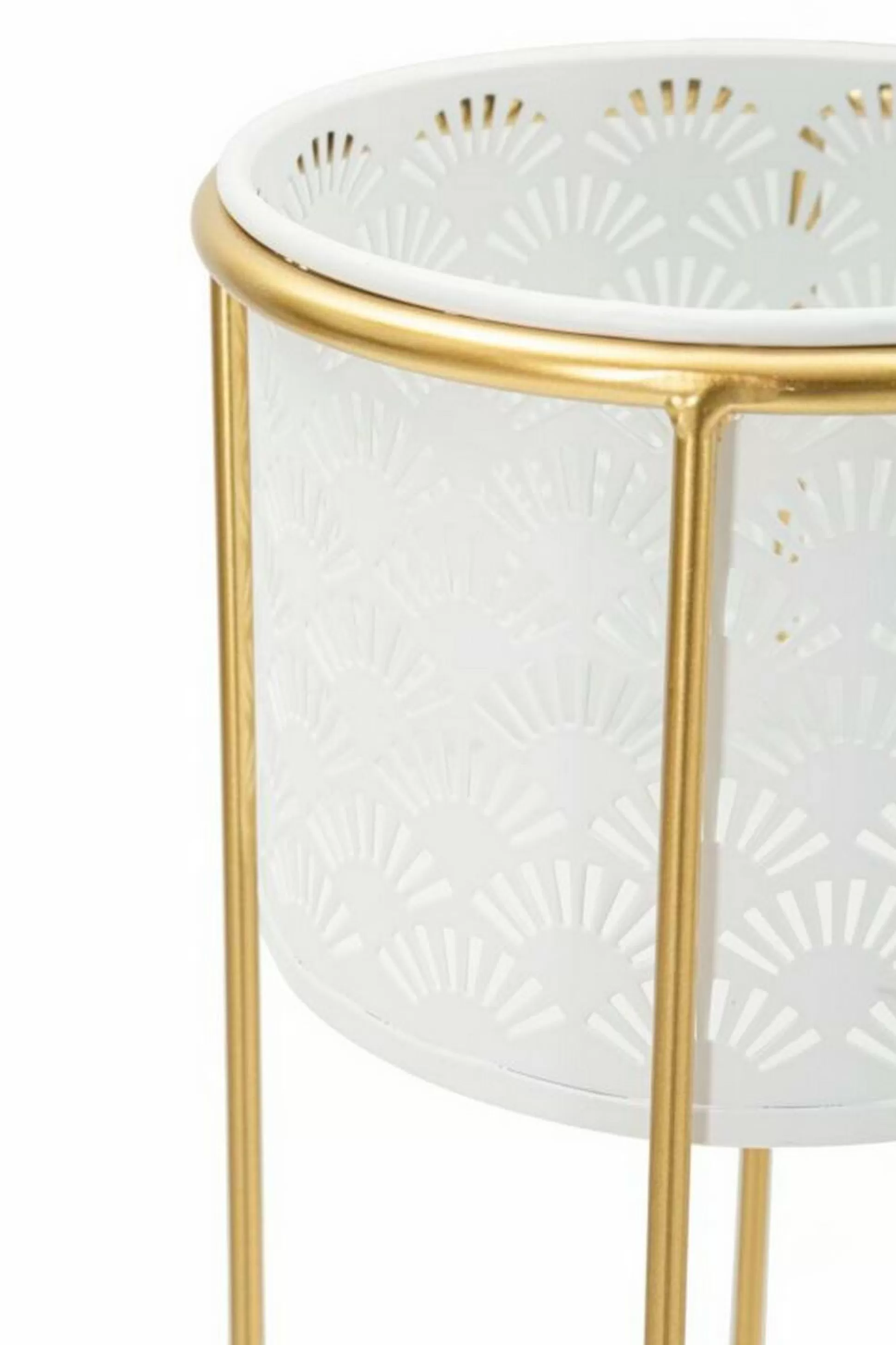 Dmora Oggettistica<Set di 2 vasi Dore, 17x17 h46 cm, Bianco e Oro