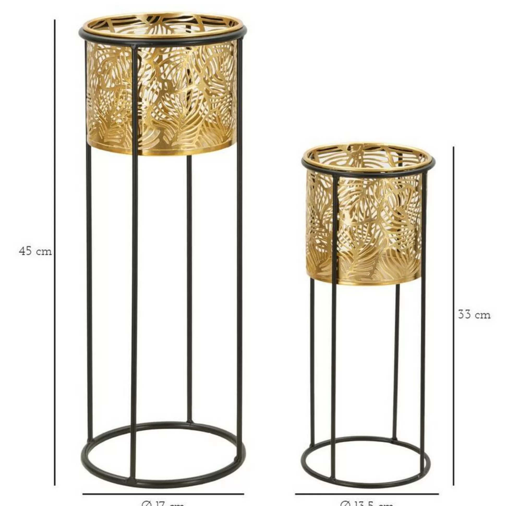 Dmora Oggettistica<Set di 2 vasi Dore, 17x17 h45 cm, Nero e Oro
