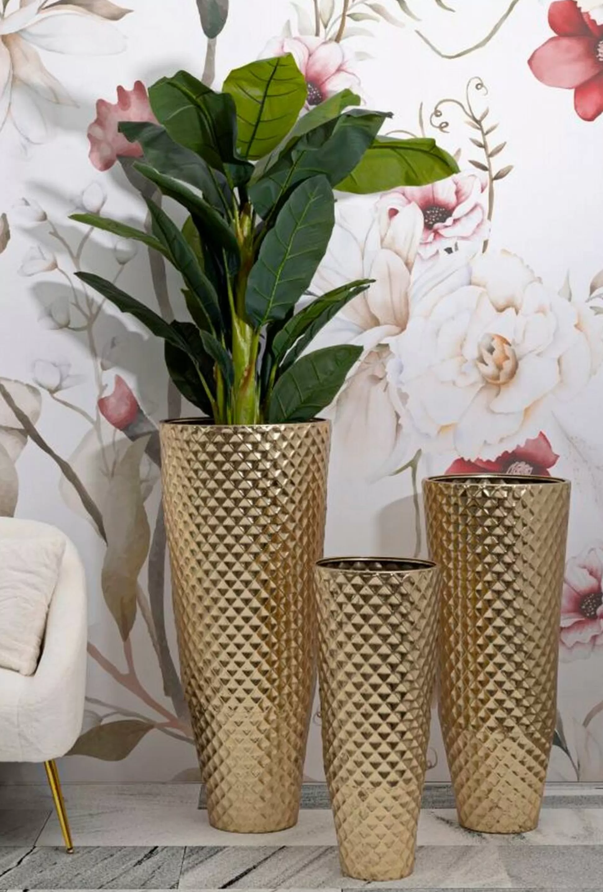 Dmora Oggettistica<Set di 3 vasi Manara, 48x48 h110 cm,