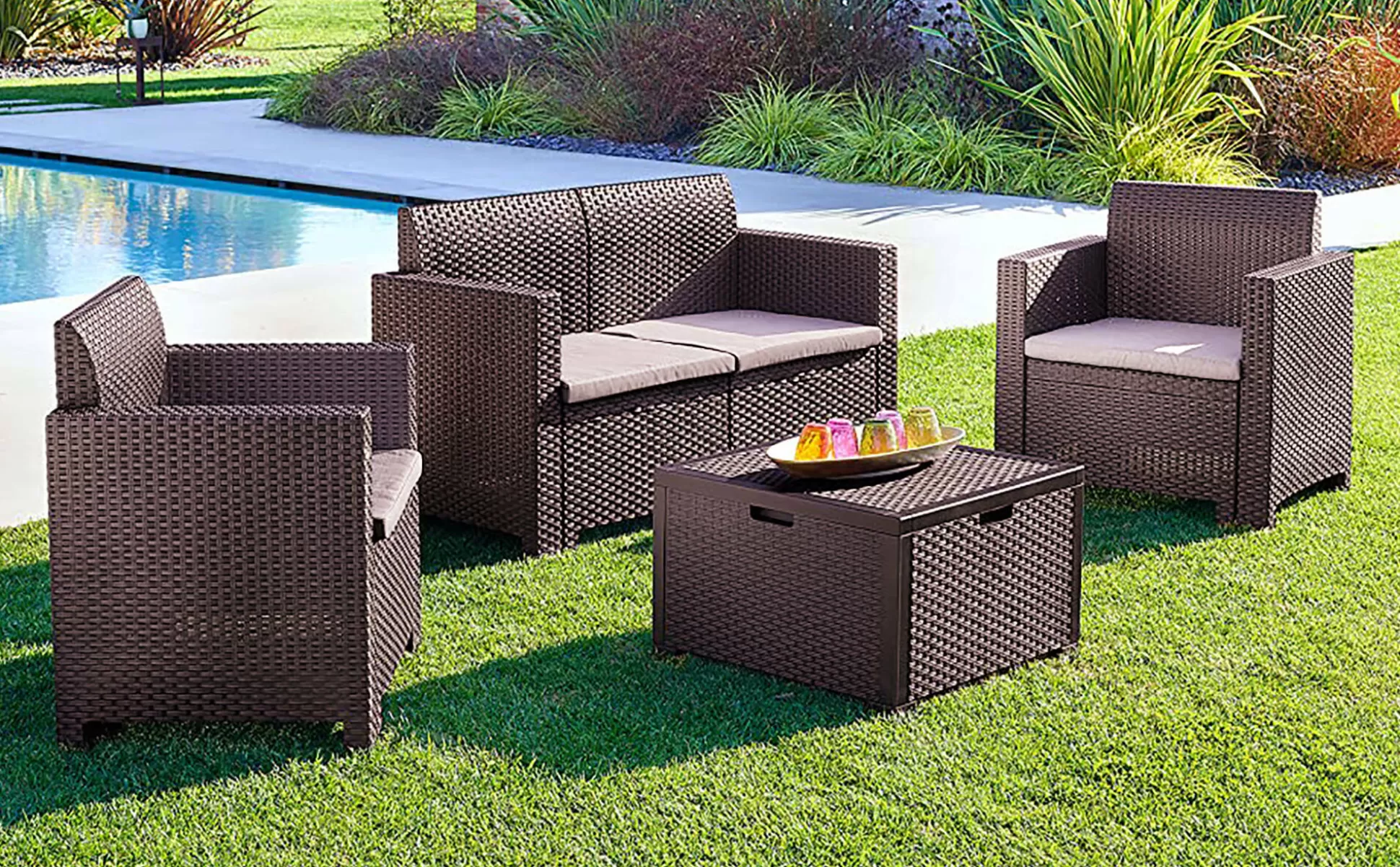 Dmora Set Da Esterno<Set salotto da esterno Gazania, 100% Made in Italy,
