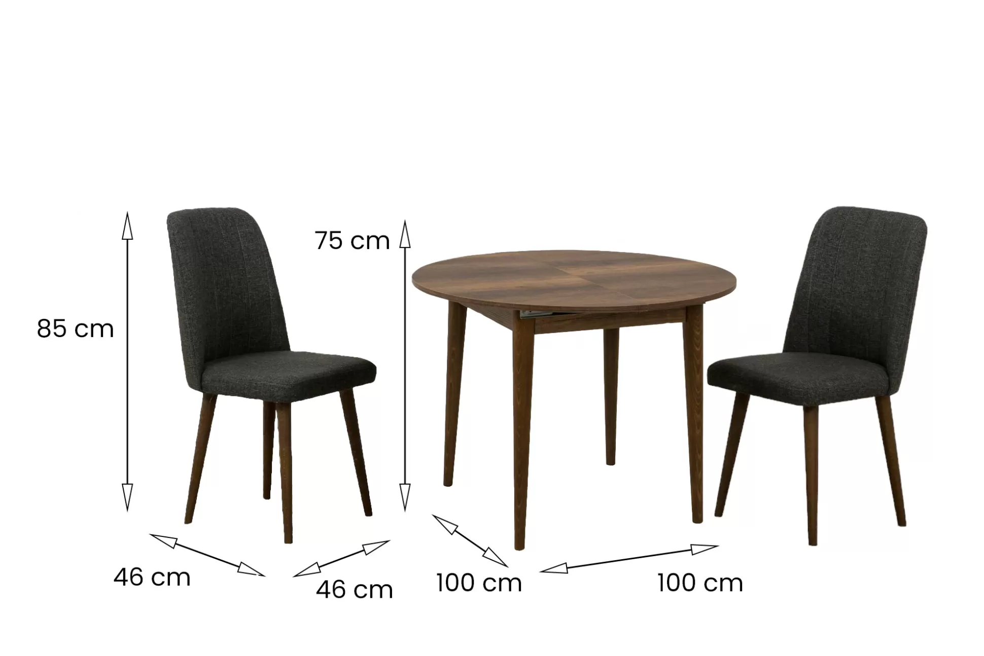 Dmora Set Tavolo E Sedie<Set tavolo e sedie Bee, 100x100h75 cm, Noce e Antracite