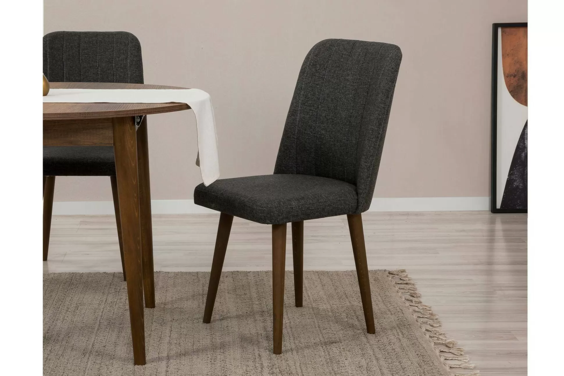 Dmora Set Tavolo E Sedie<Set tavolo e sedie Bee, 100x100h75 cm, Noce e Antracite