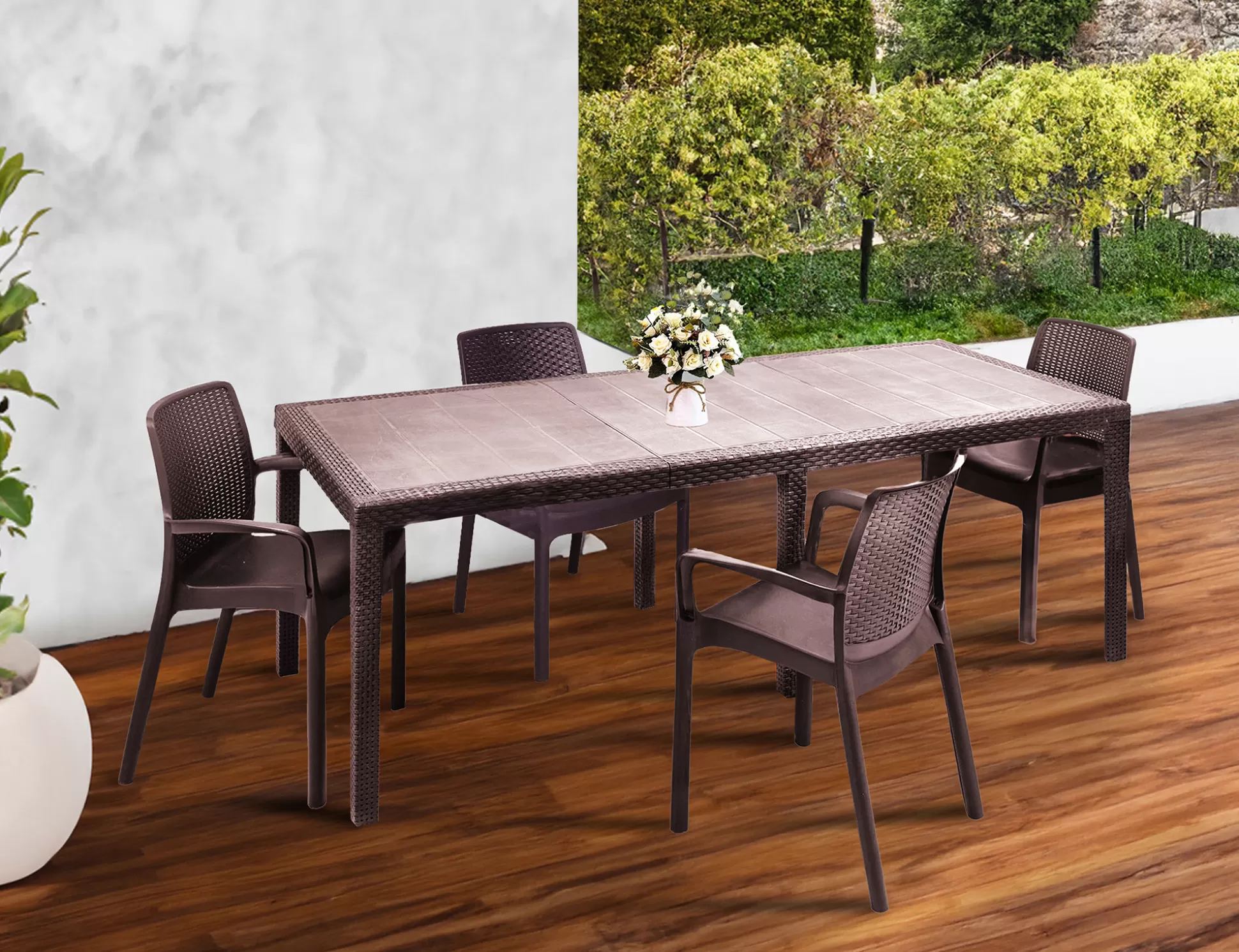 Dmora Set Da Esterno<Set tavolo e sedie Dantonaz, 100% Made in Italy,