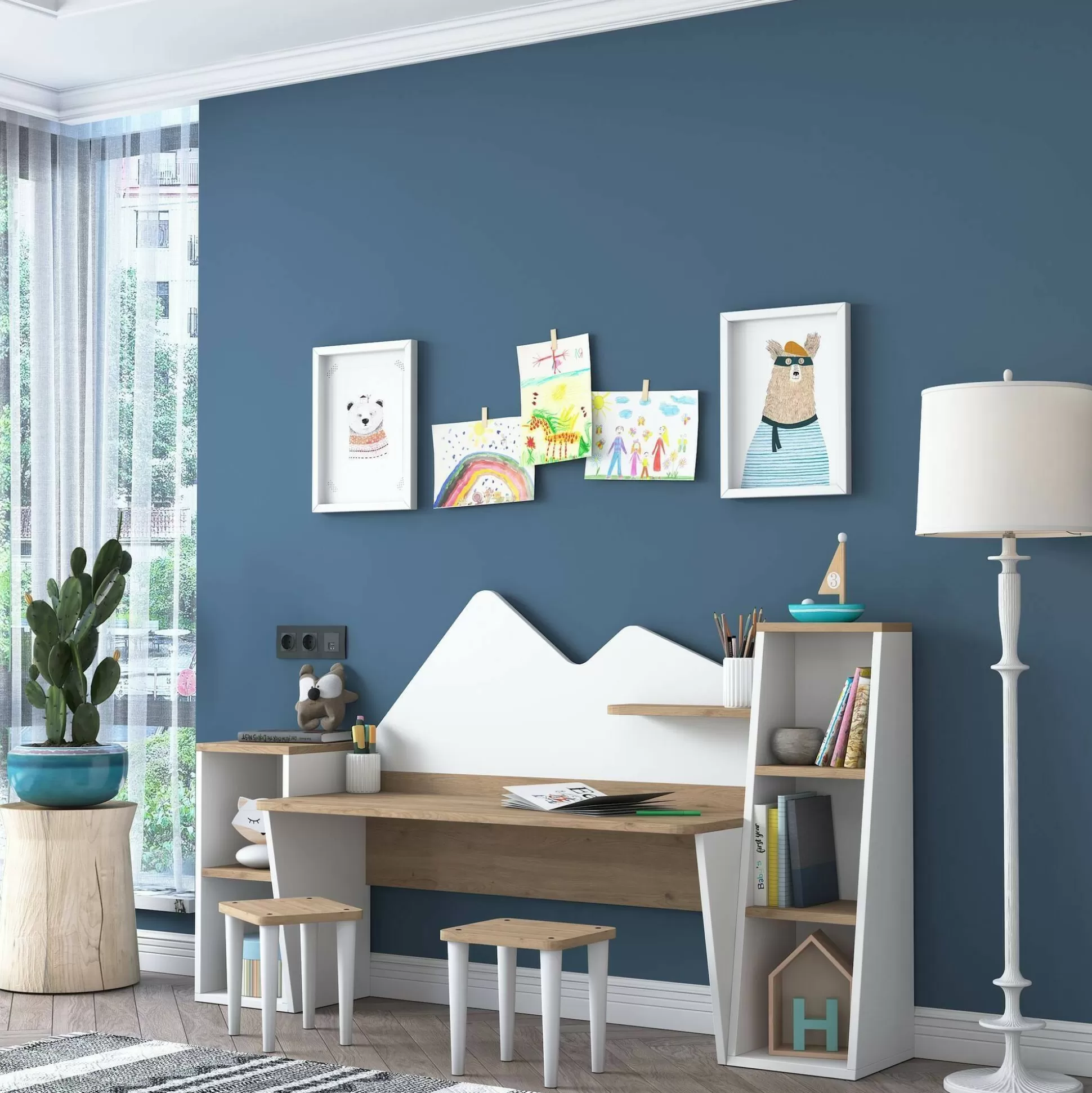 Dmora Set Tavolo E Sedie<Set tavolo e sedie Dionisia, 180x45h94 cm, Bianco e Noce
