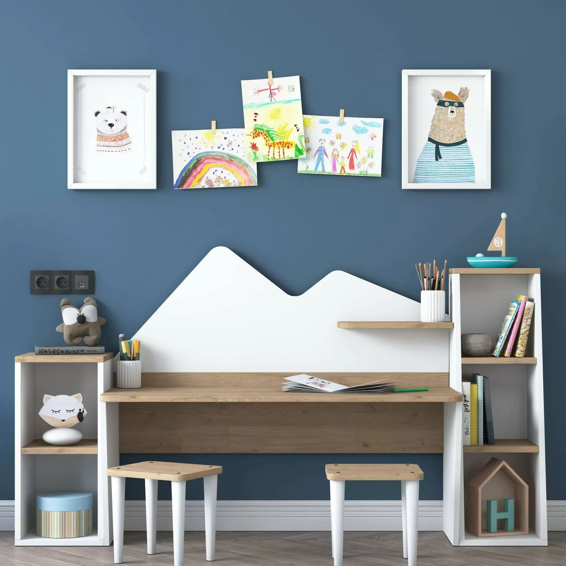 Dmora Set Tavolo E Sedie<Set tavolo e sedie Dionisia, 180x45h94 cm, Bianco e Noce