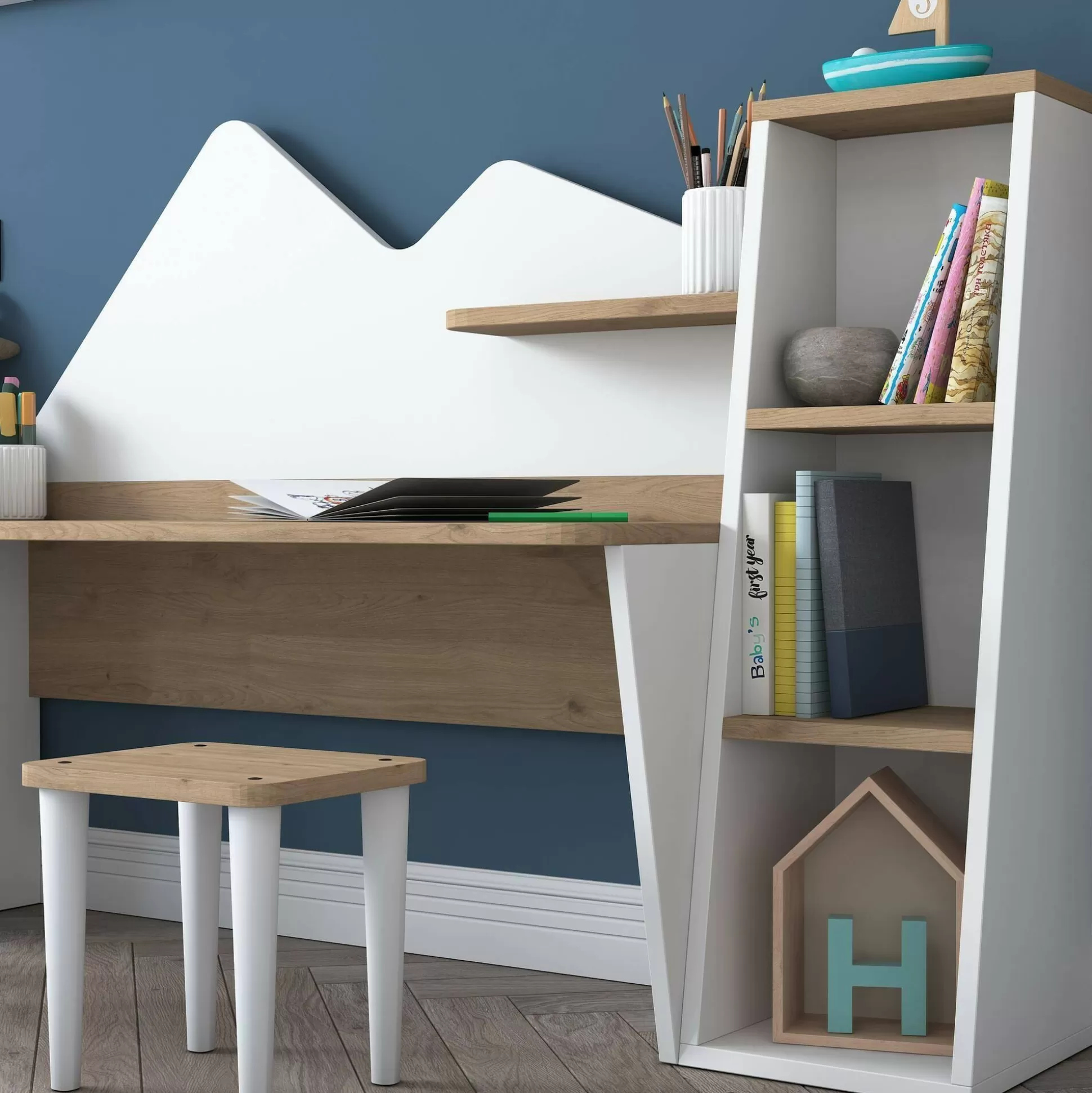 Dmora Set Tavolo E Sedie<Set tavolo e sedie Dionisia, 180x45h94 cm, Bianco e Noce