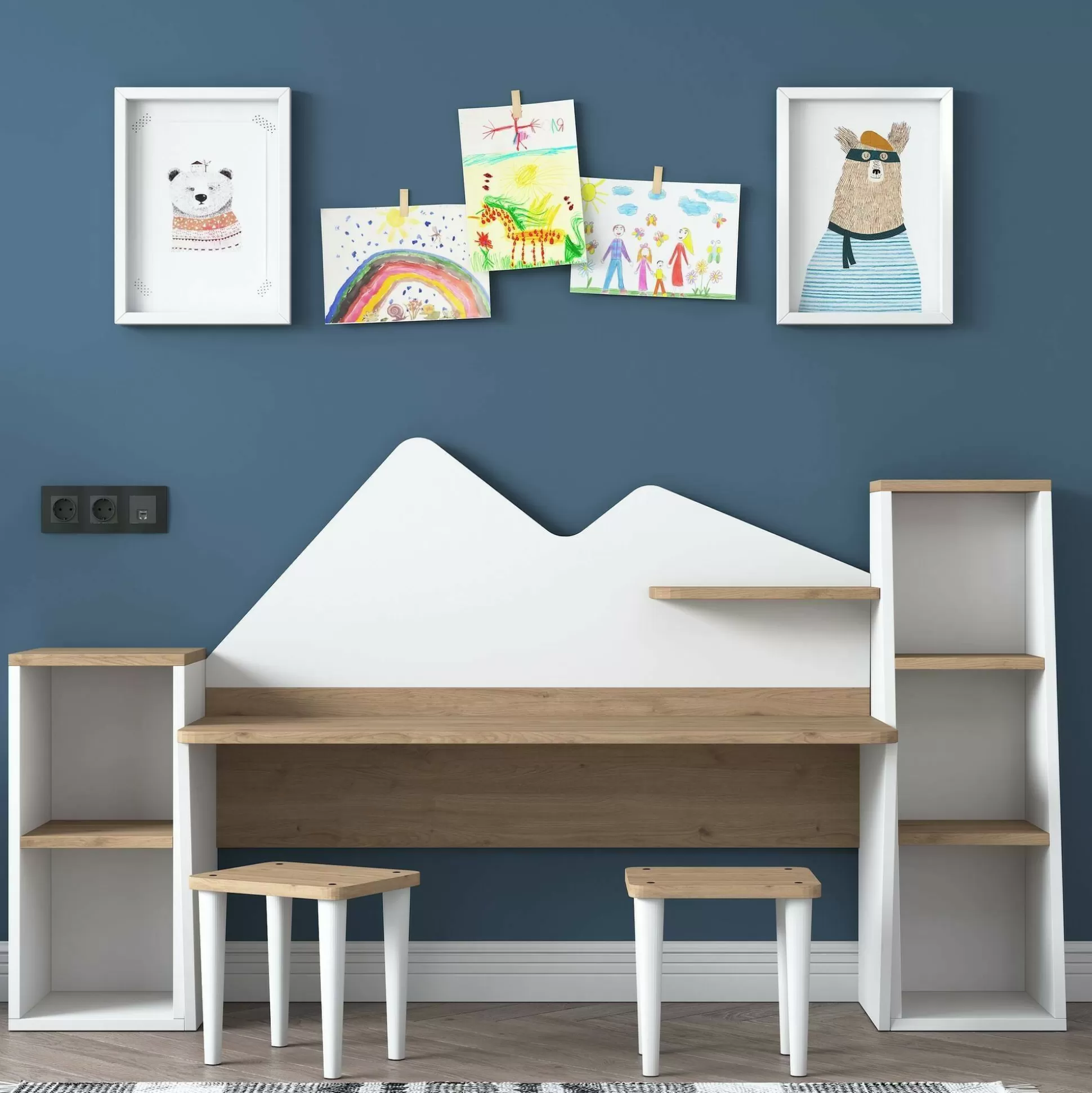 Dmora Set Tavolo E Sedie<Set tavolo e sedie Dionisia, 180x45h94 cm, Bianco e Noce