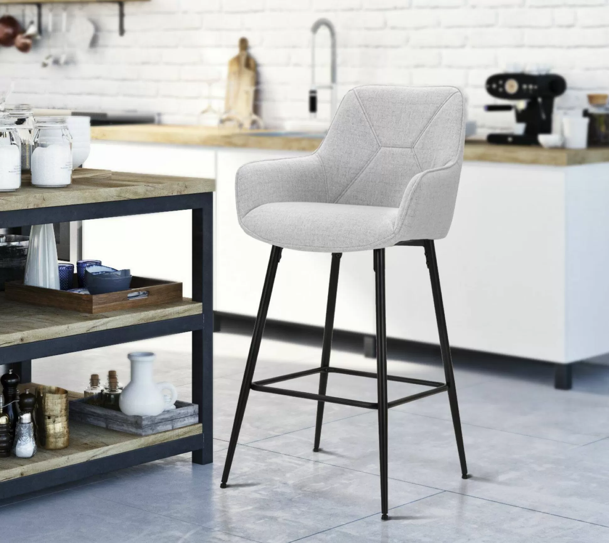 Dmora Sgabelli<Sgabello Moore, 55x55 h109 cm, Nero e Grigio