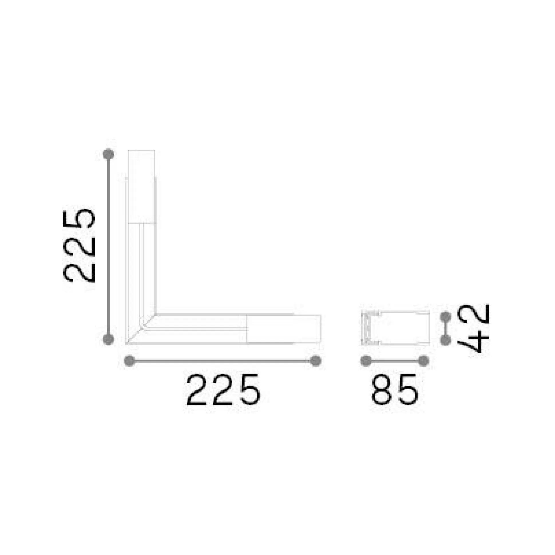 Dmora Sistemi Luce Binari<Sistema luce binario ARCA CORNER SURFACE RIGHT LEFT+CONNECTOR BK, 23 x 23 x h4 cm,