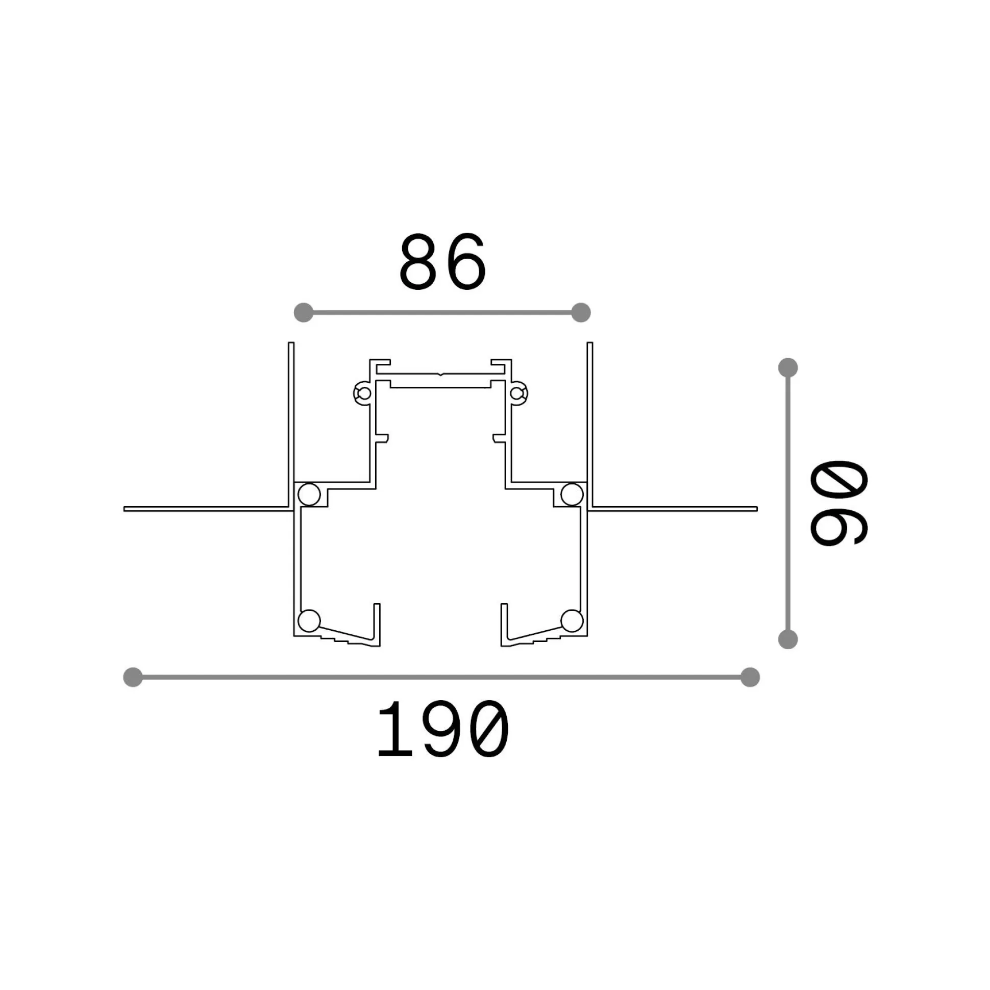Dmora Sistemi Luce Binari<Sistema luce binario ARCA PROFILE 1000 mm RECESSED BK, 100 x 9 x h9 cm,