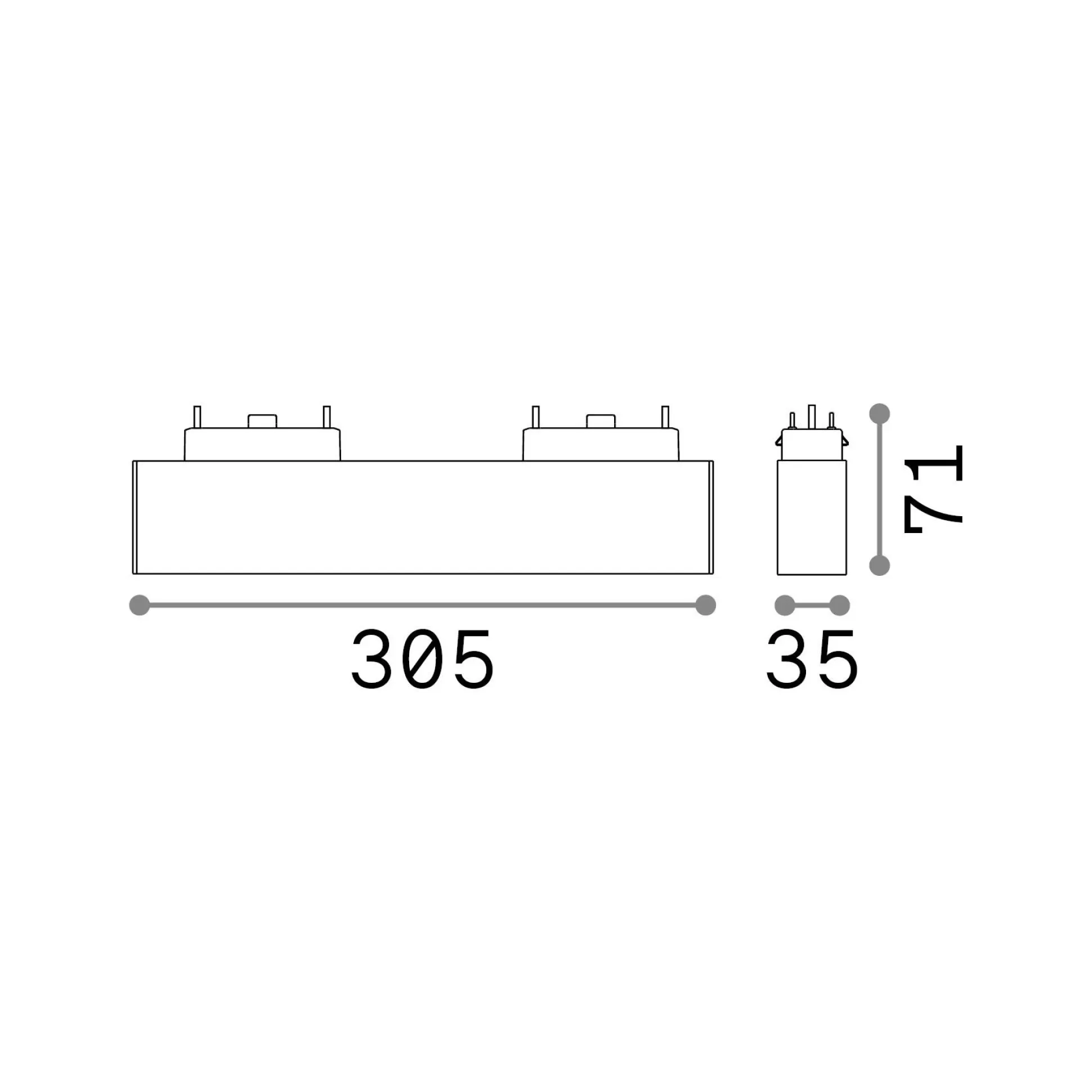 Dmora Sistemi Luce Binari<Sistema luce binario ARCA WIDE 13W 3000K BK, 31 x 4 x h7 cm,