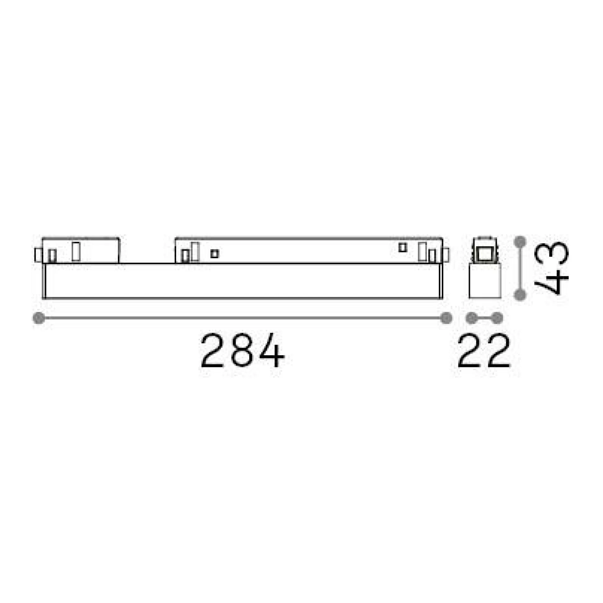 Dmora Sistemi Luce Binari<Sistema luce binario EGO ACCENT 13W 4000K ON-OFF BK, 19 x 2 x h4 cm,