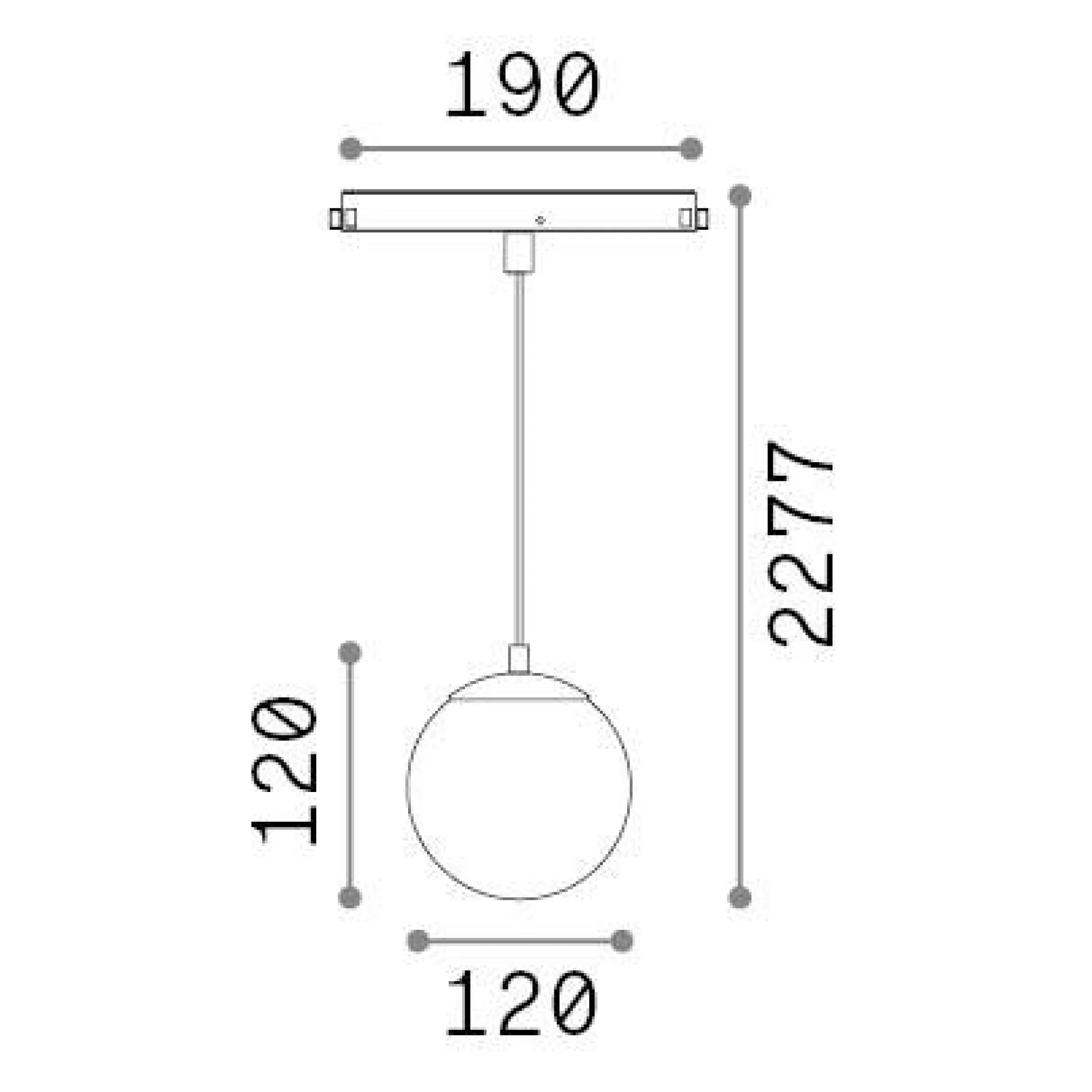 Dmora Sistemi Luce Binari<Sistema luce binario EGO PENDANT BALL 10W 3000K ON-OFF BK, 19 x 12 x h50 cm,