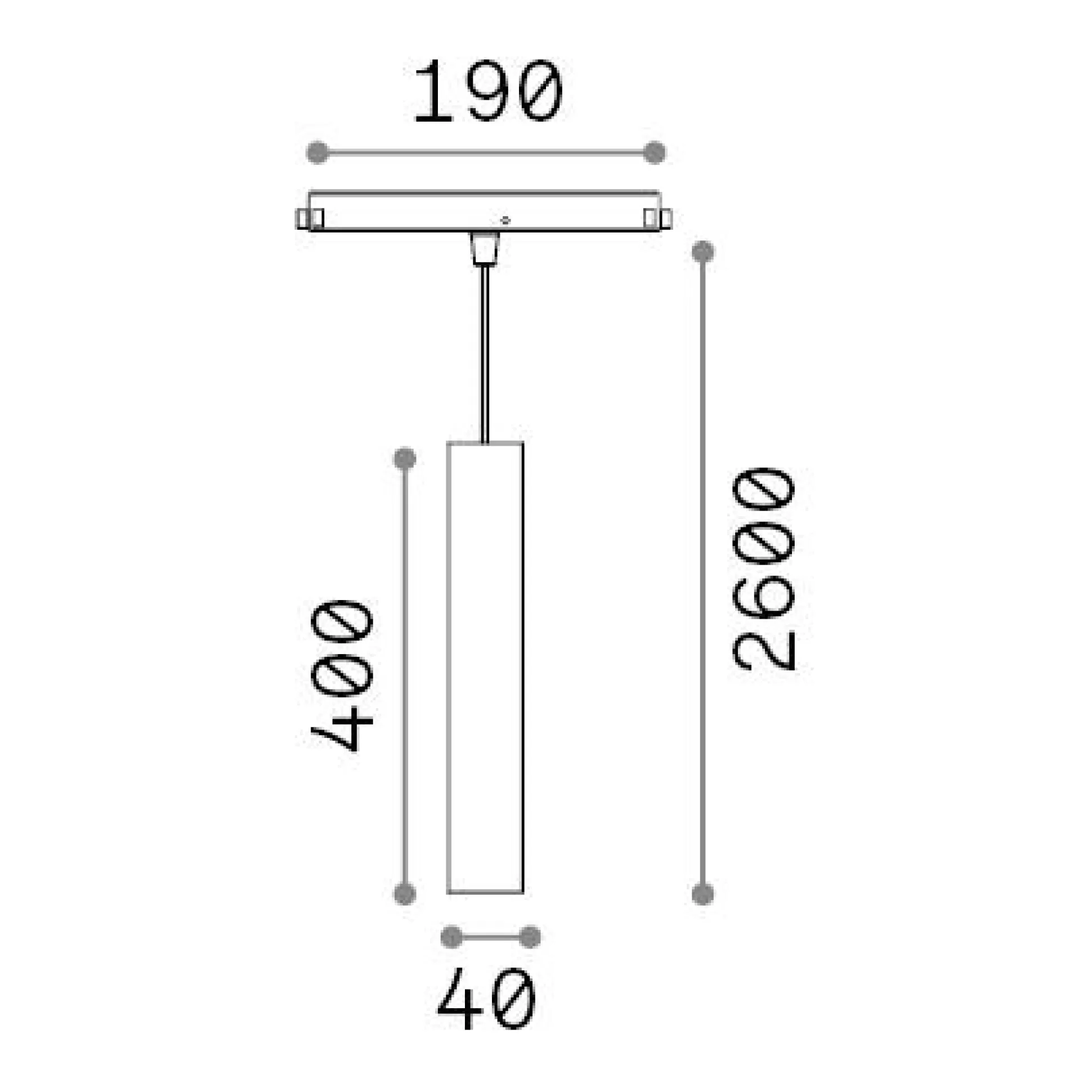 Dmora Sistemi Luce Binari<Sistema luce binario EGO PENDANT TUBE 12W 3000K 1-10V GD, 19 x 4 x h55 cm,