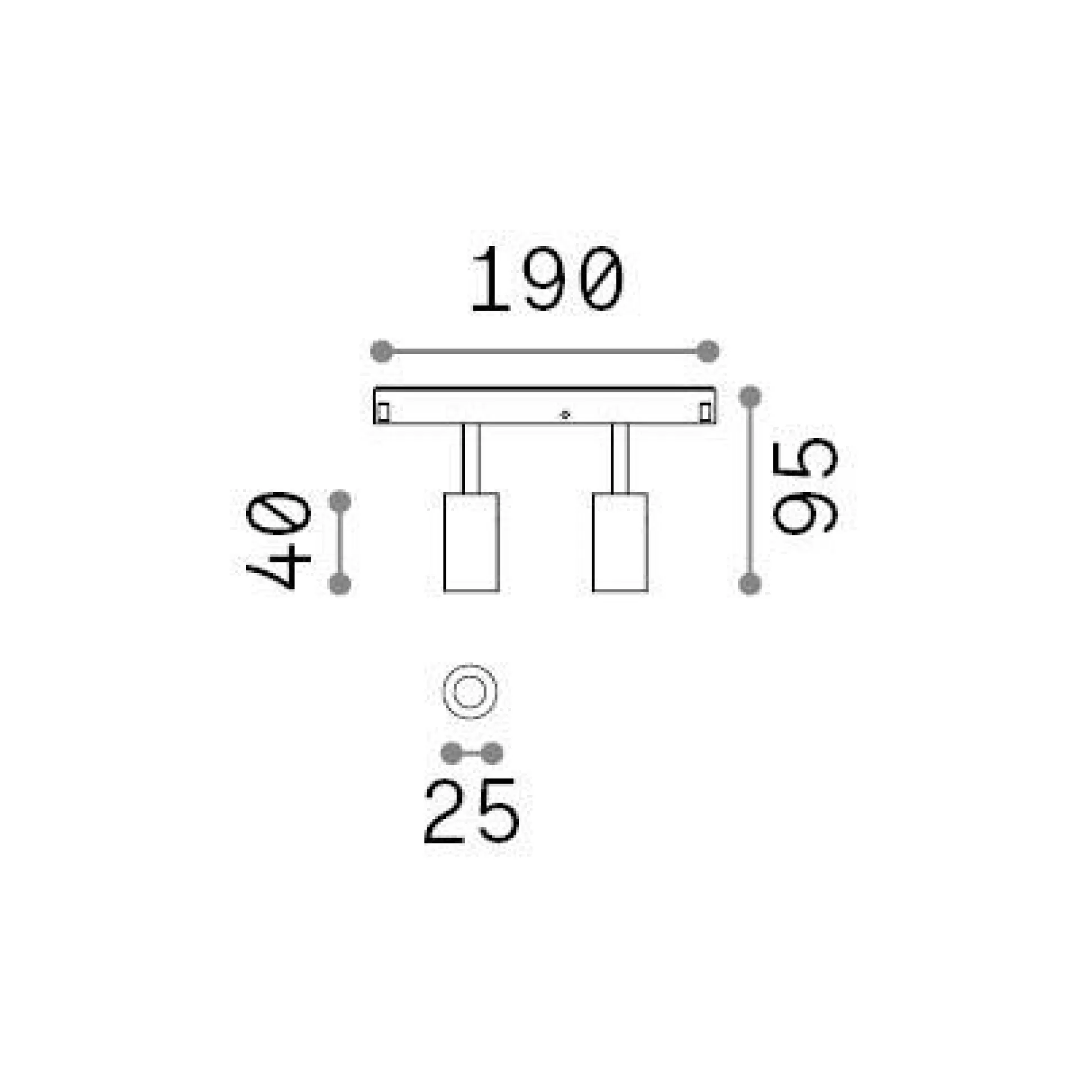 Dmora Sistemi Luce Binari<Sistema luce binario EGO TRACK DOUBLE 05W 3000K ON-OFF GD, 19 x 3 x h10 cm,