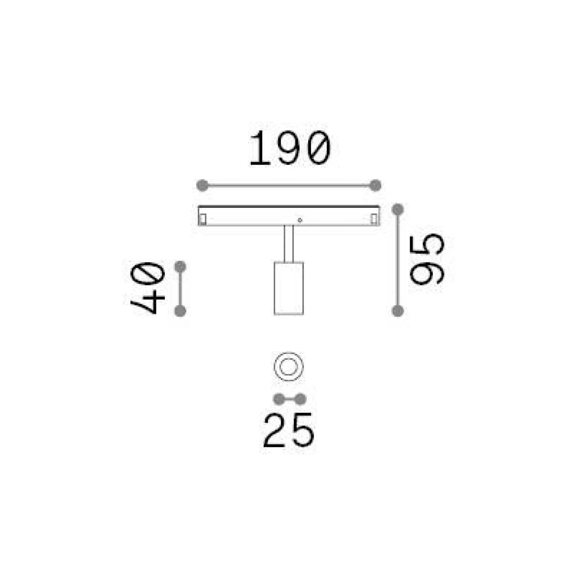 Dmora Sistemi Luce Binari<Sistema luce binario EGO TRACK SINGLE 03W 4000K ON-OFF BK, 19 x 3 x h10 cm,
