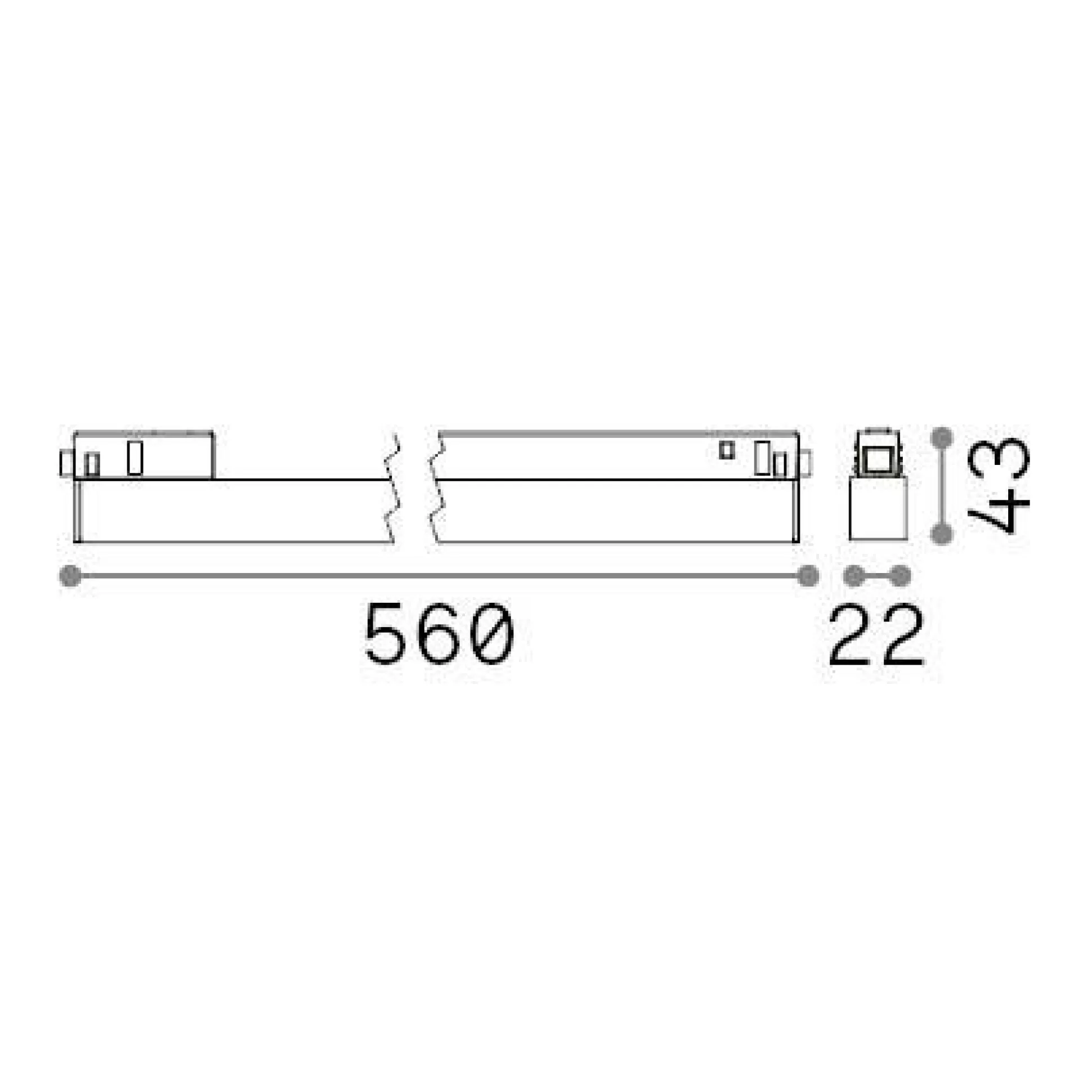 Dmora Sistemi Luce Binari<Sistema luce binario EGO WIDE 13W 4000K ON-OFF BK, 56 x 2 x h4 cm,