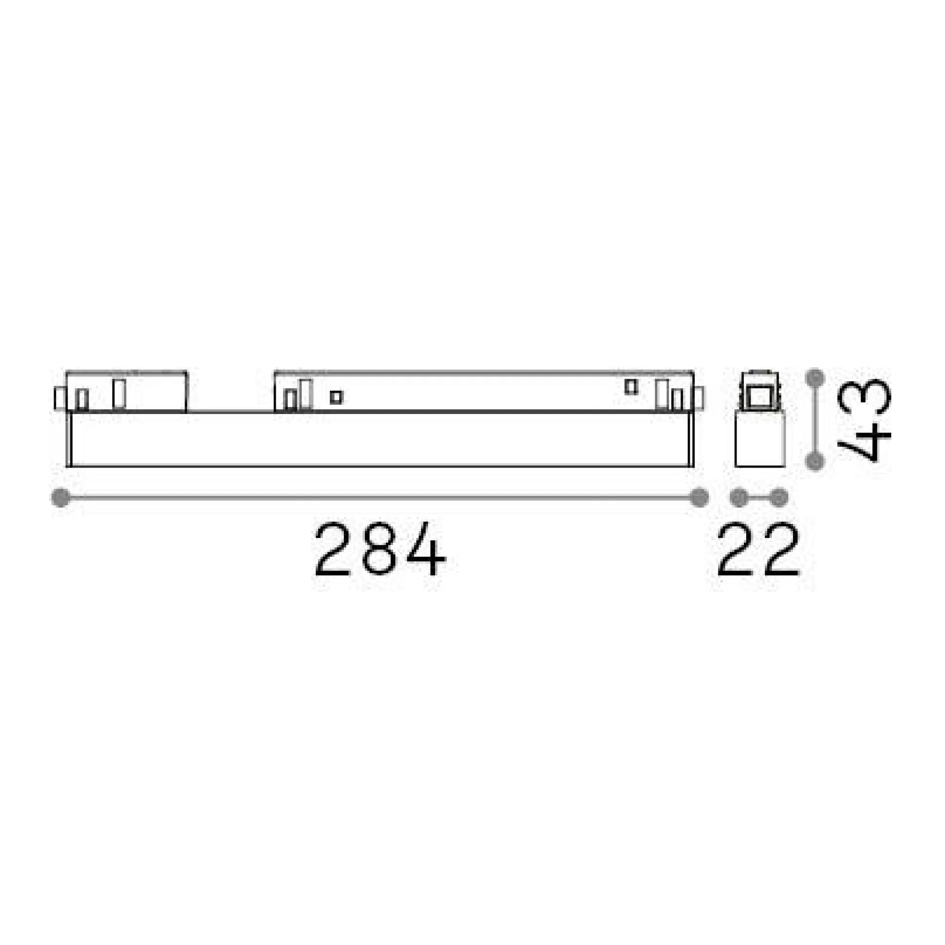 Dmora Sistemi Luce Binari<Sistema luce binario EGO WIDE 07W 3000K ON-OFF WH, 28 x 2 x h4 cm,