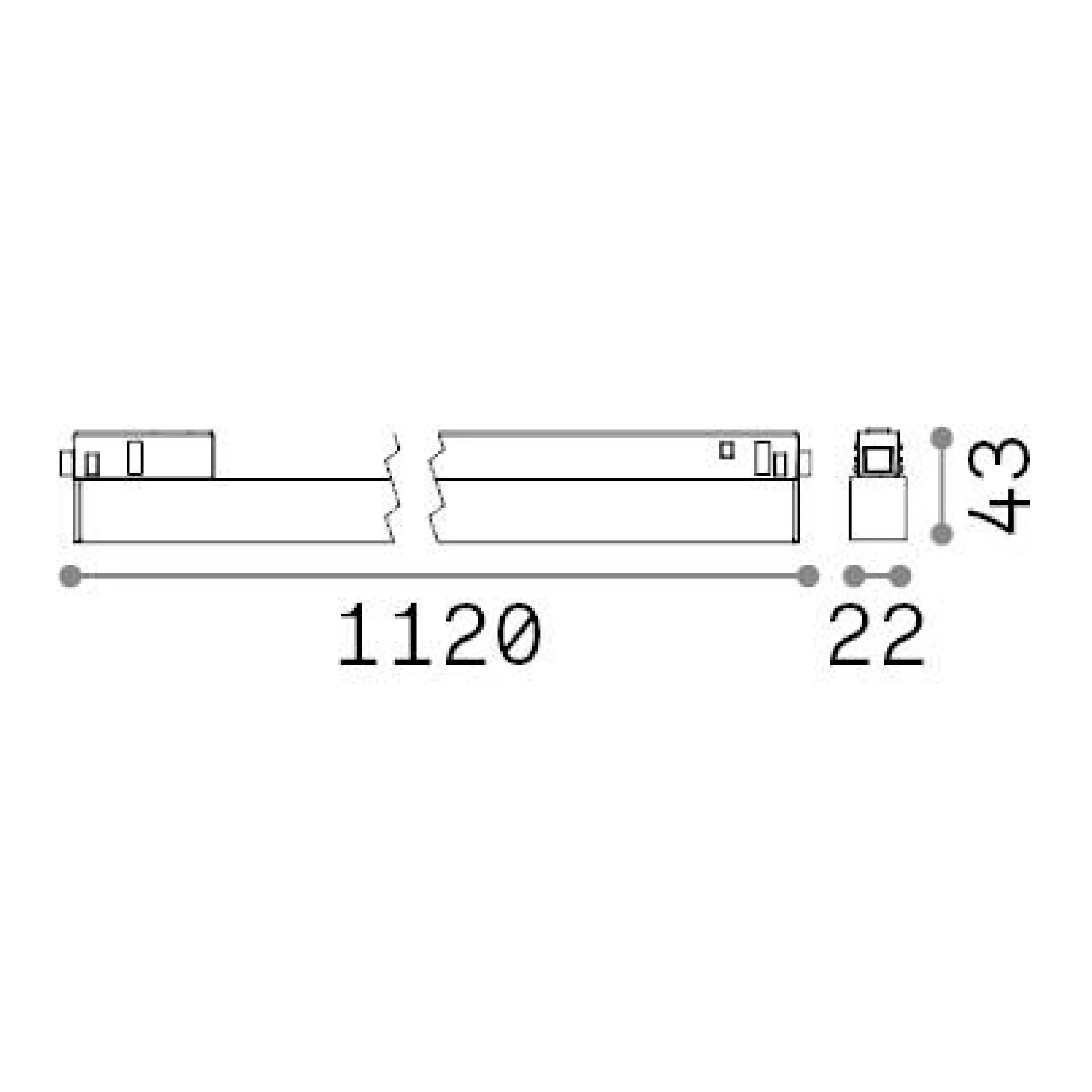Dmora Sistemi Luce Binari<Sistema luce binario EGO WIDE 26W 3000K 1-10V BK, 112 x 2 x h4 cm,
