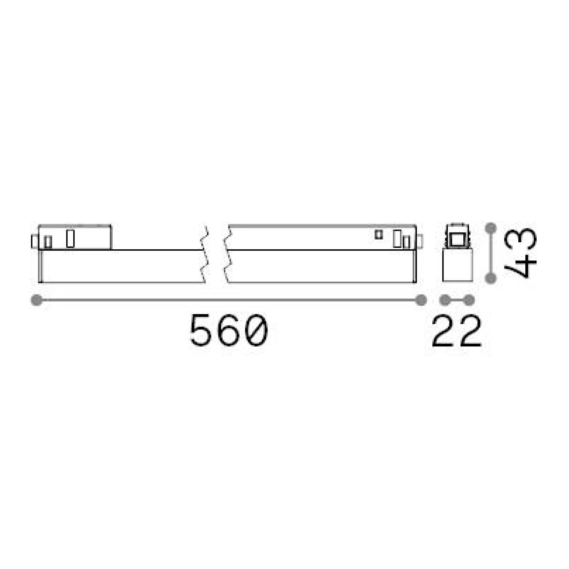 Dmora Sistemi Luce Binari<Sistema luce binario EGO WIDE 13W 3000K 1-10V WH, 56 x 2 x h4 cm,