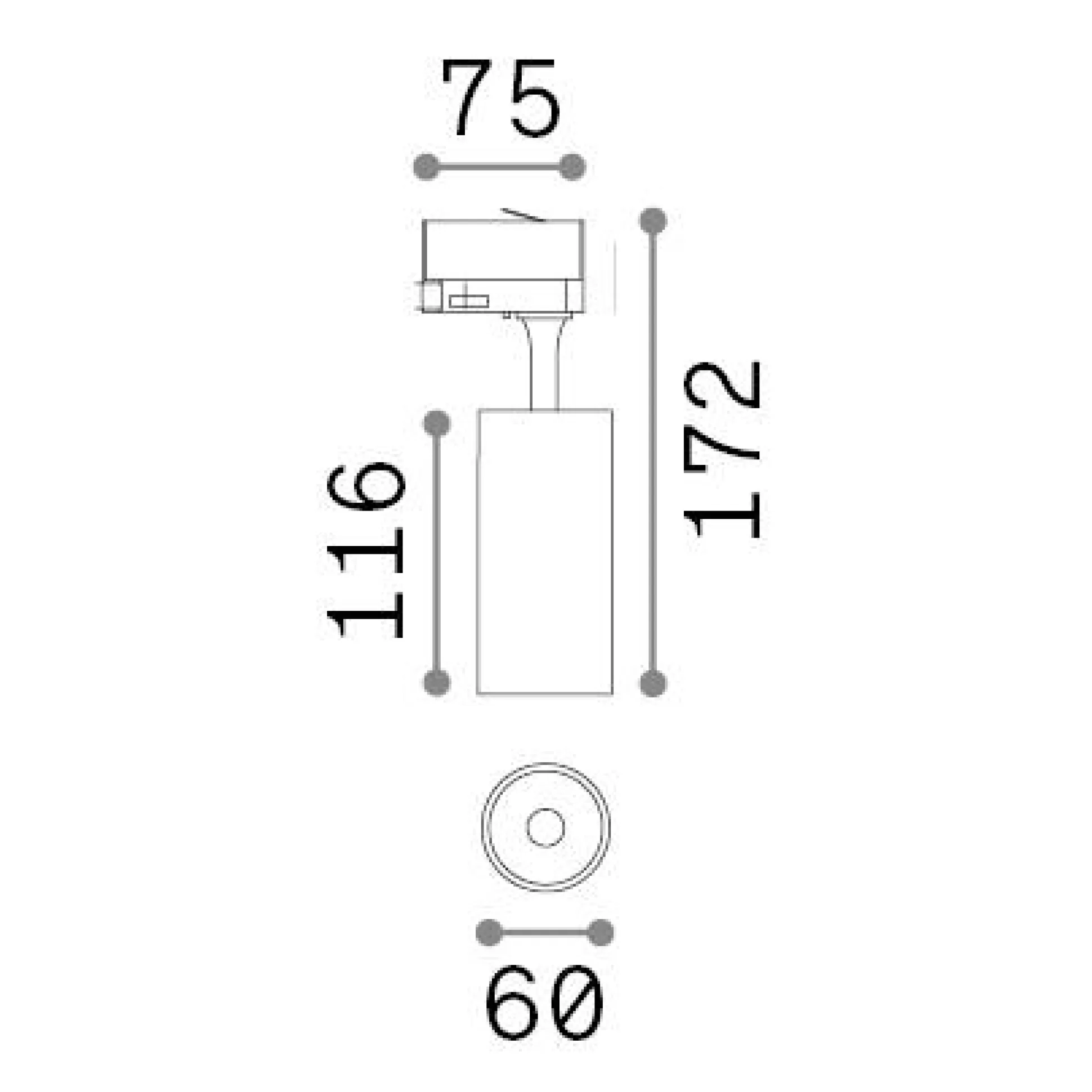 Dmora Sistemi Luce Binari<Sistema luce binario FOX 15W CRI90 3000K ON-OFF WH, 8 x 6 x h17 cm,