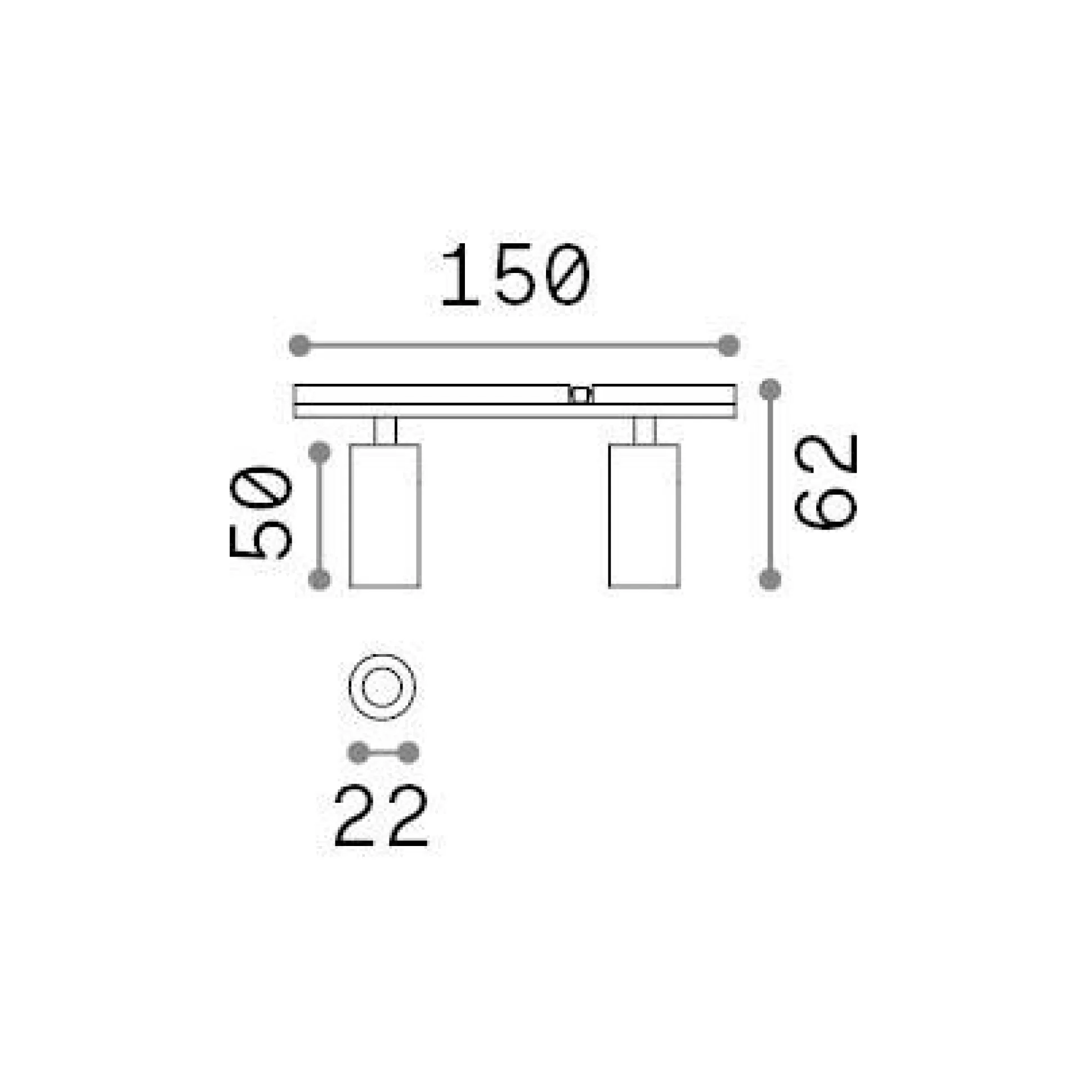 Dmora Sistemi Luce Binari<Sistema luce binario STICK TRACK DOUBLE 06W, 15 x 2 x h6 cm,