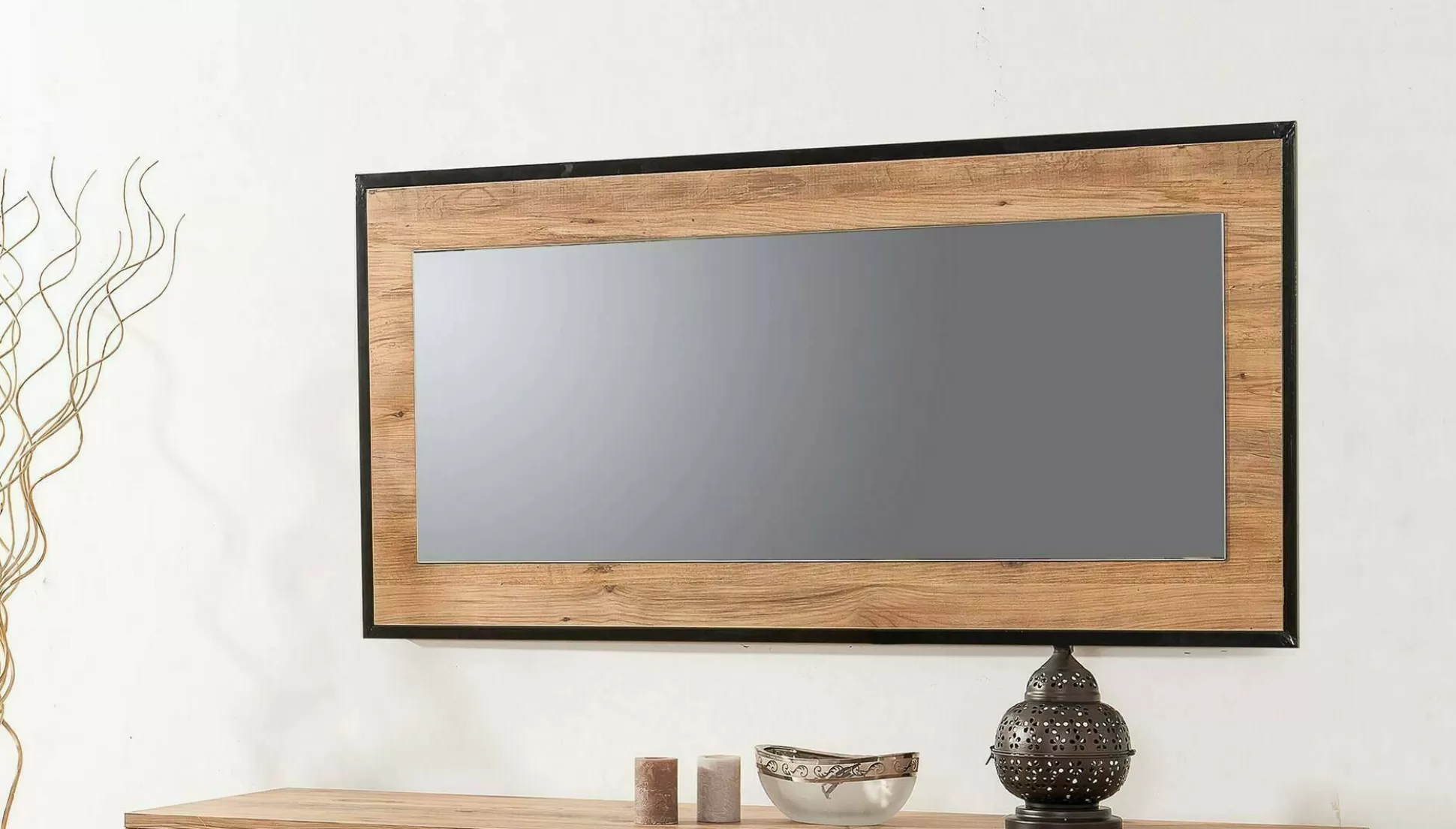 Dmora Specchi<Specchio Dpiraccin, 110x2 h60 cm, Quercia e Nero