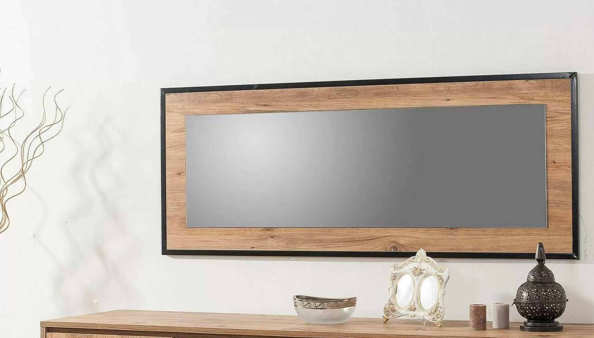 Dmora Specchi<Specchio Dpiraccin, 150x2 h60 cm, Quercia e Nero