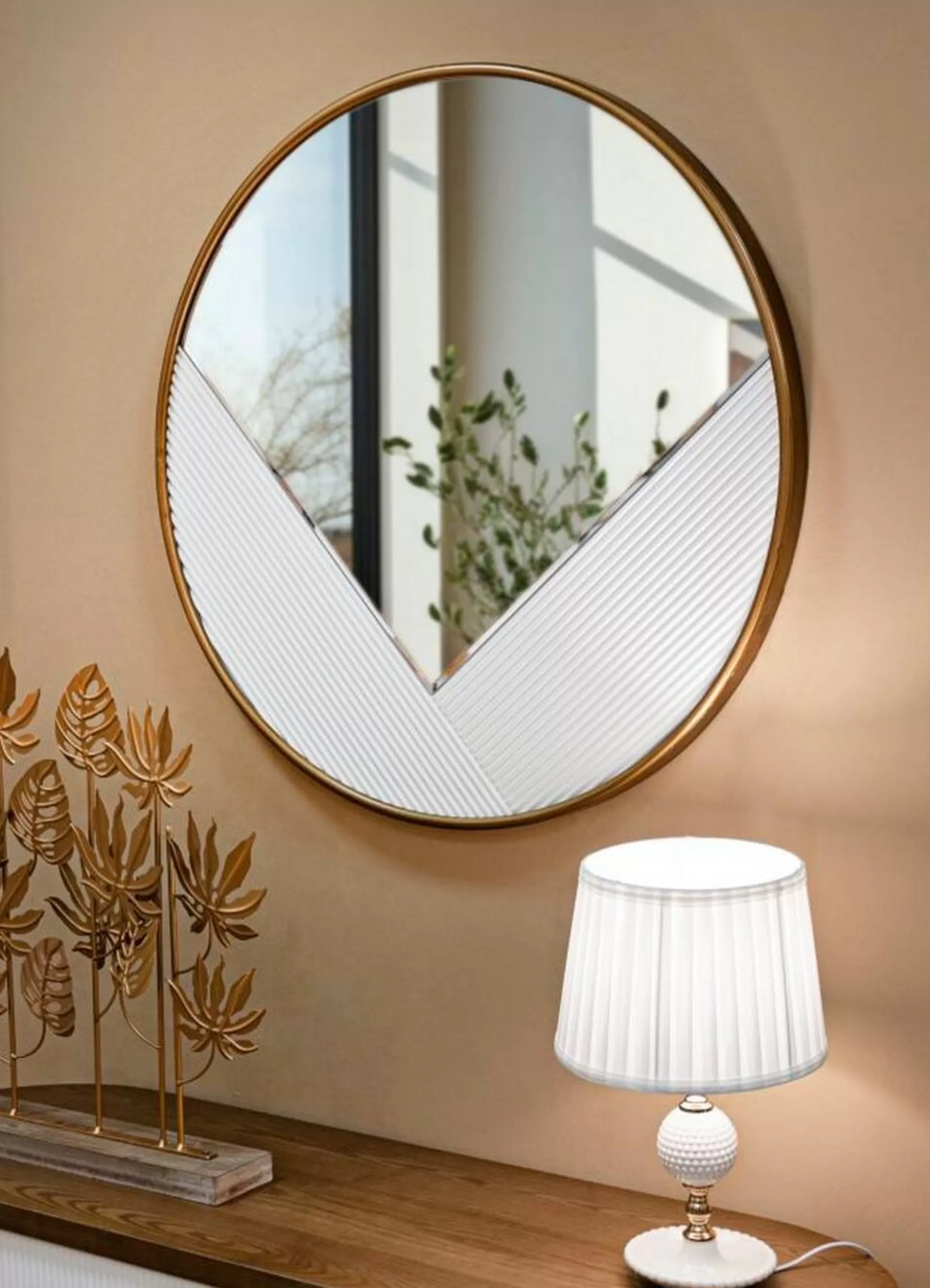 Dmora Specchi<Specchio Santelia, 80x4 h80 cm, Bianco e Oro