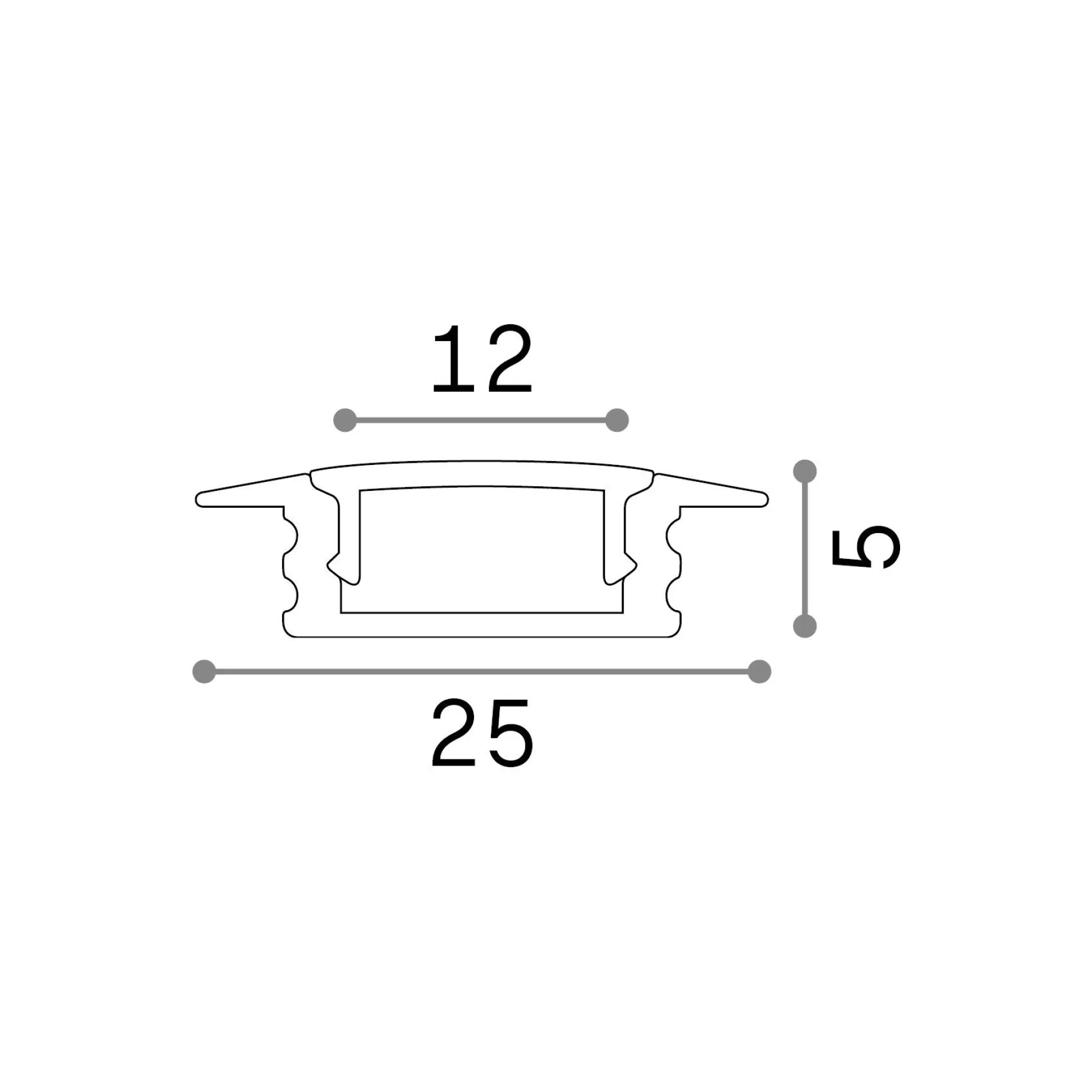 Dmora Striscie Led<Striscia Led SLOT REC TRIM D25xD5 2000 mm WH, 200 x 3 x h1 cm,