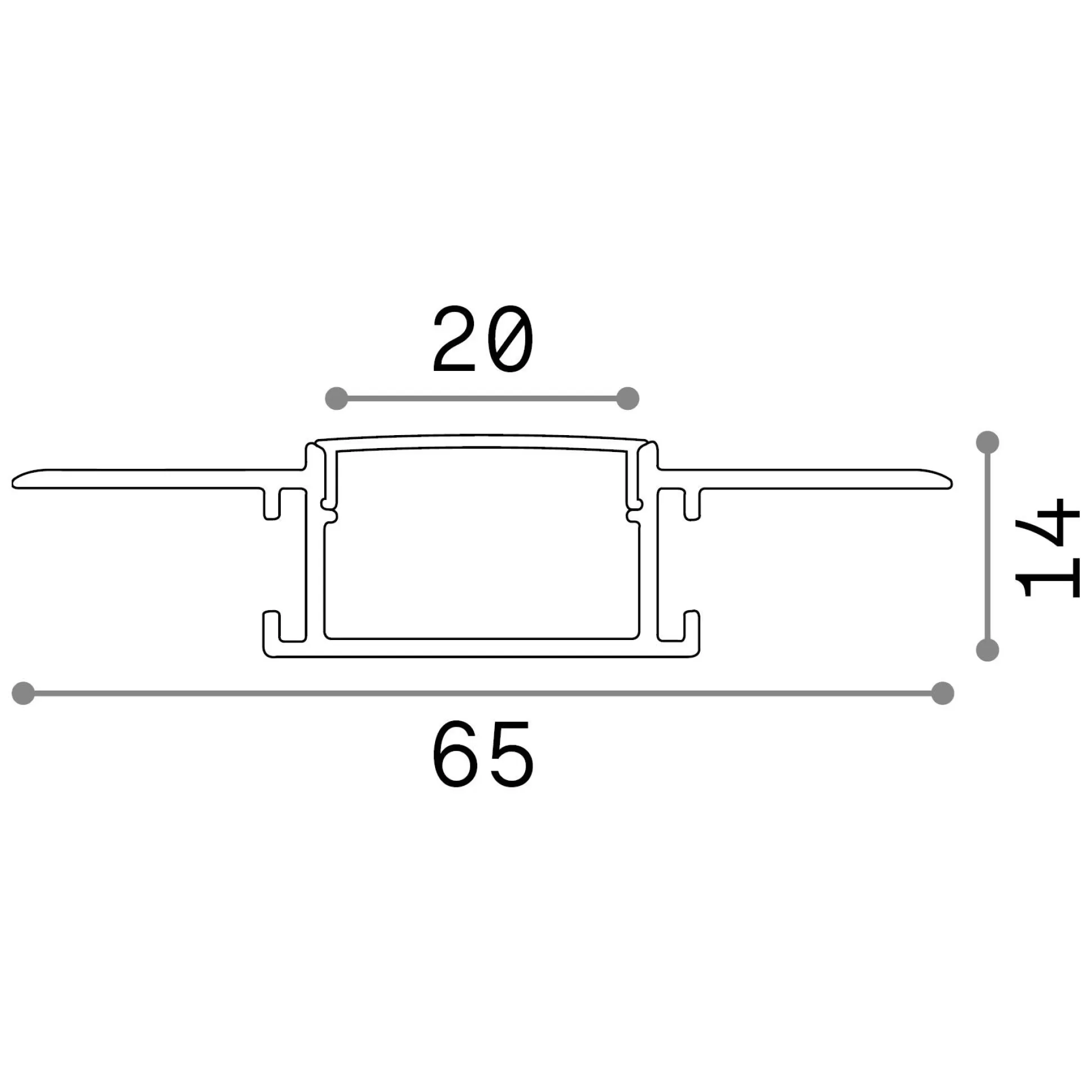 Dmora Striscie Led<Striscia Led SLOT REC TRIMLESS D65xD14 2000 mm WH, 200 x 7 x h1 cm,