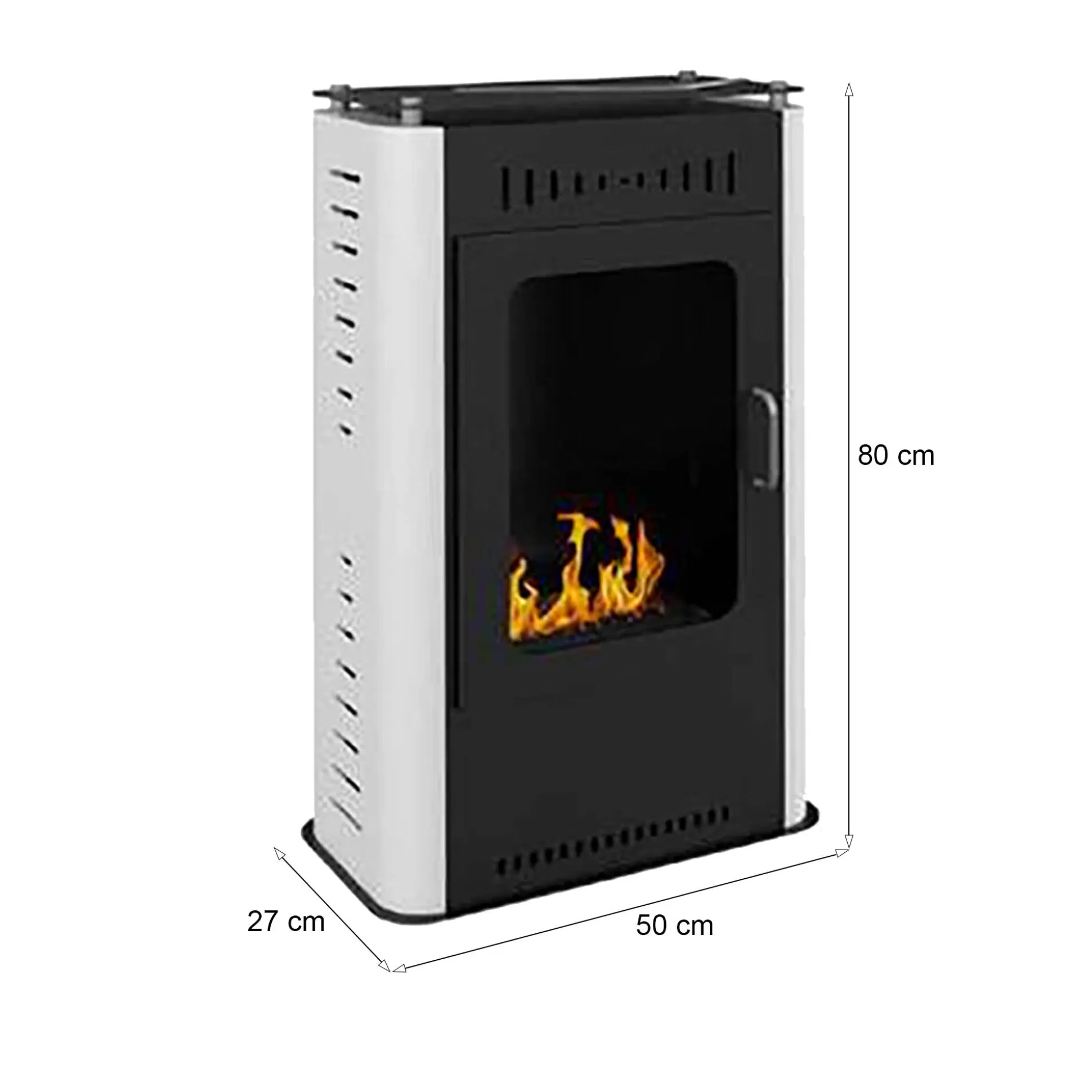 Dmora Camini A Bioetanolo<Stufa a bioetanolo Appiano, 50x27 h80 cm, Bianco e Nero