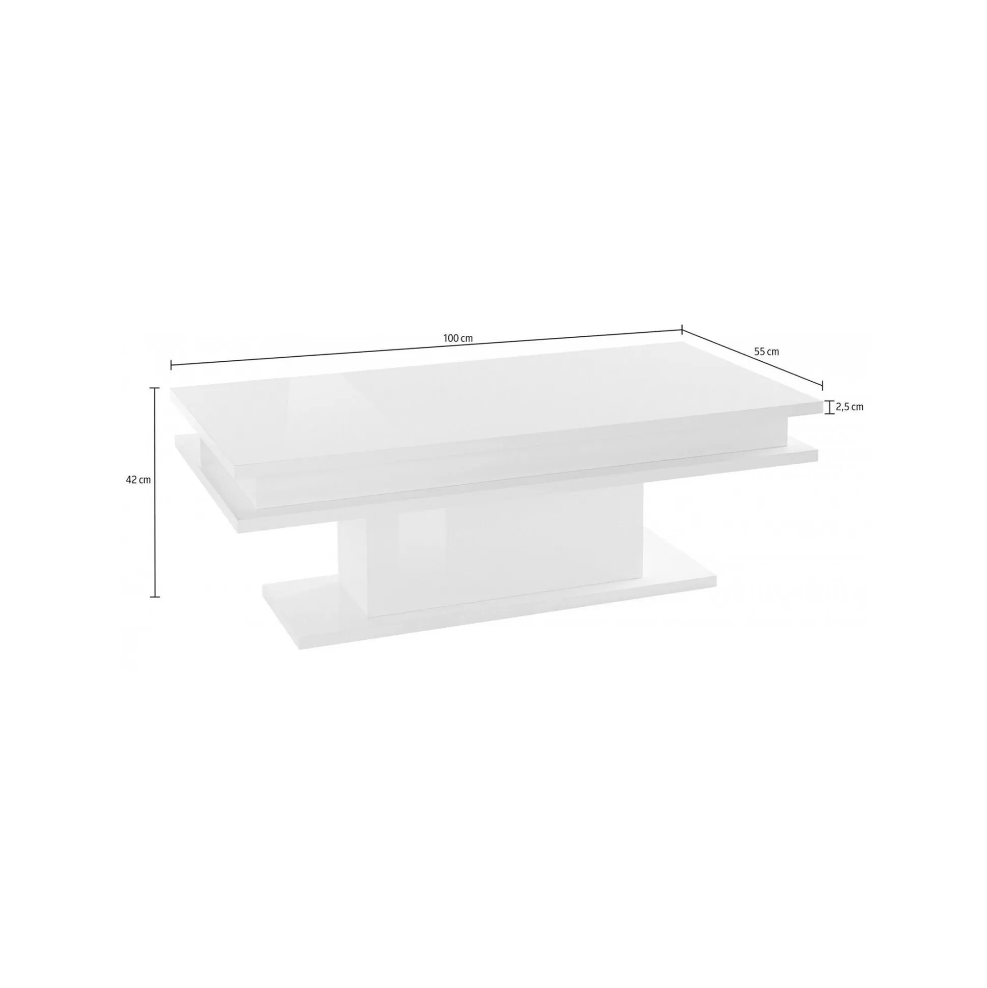 Dmora Tavolini Da Salotto<Tavolino da salotto Aboronzi, cm 100x55h42, con luce LED