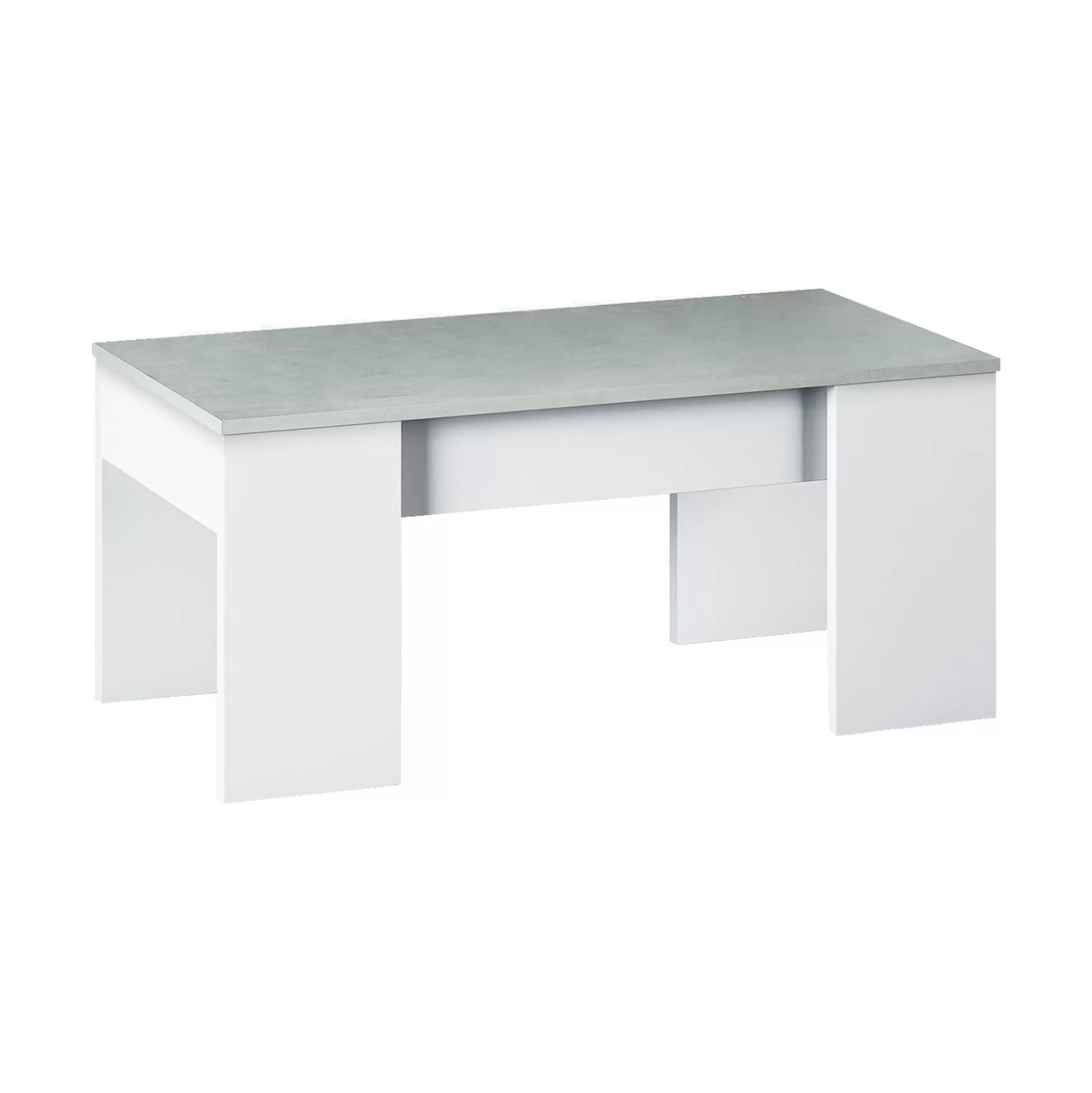 Dmora Tavolini Da Salotto<Tavolino da salotto Almas, 100x50h45/56 cm, Bianco e cemento