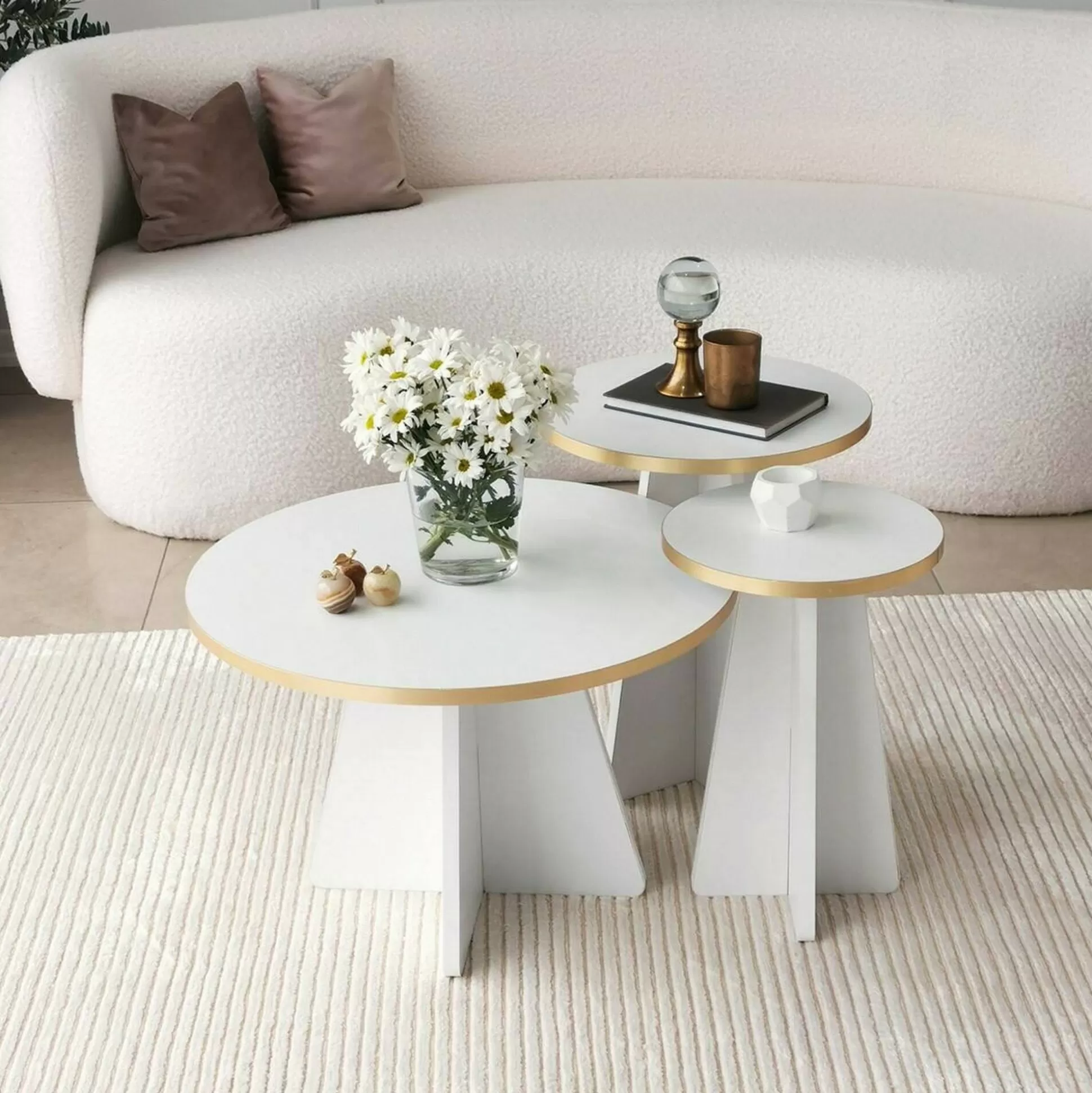 Dmora Tavolini Da Salotto<Tavolino da salotto Armanda, 60x60h40 cm, Oro e Bianco