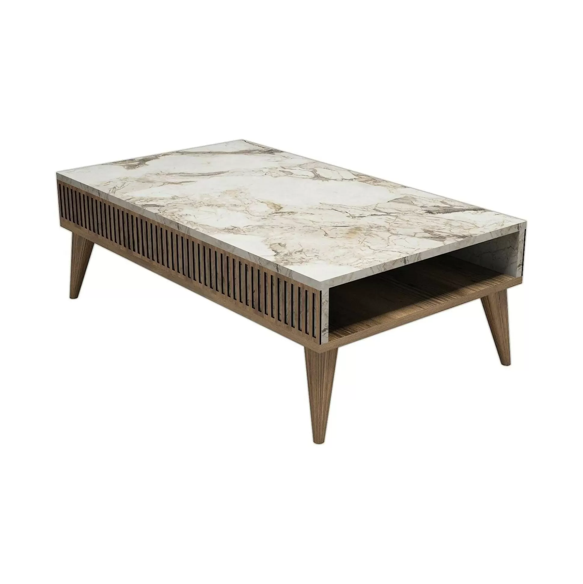 Dmora Tavolini Da Salotto<Tavolino da salotto Atrani, 105x60h35 cm, Noce e Bianco