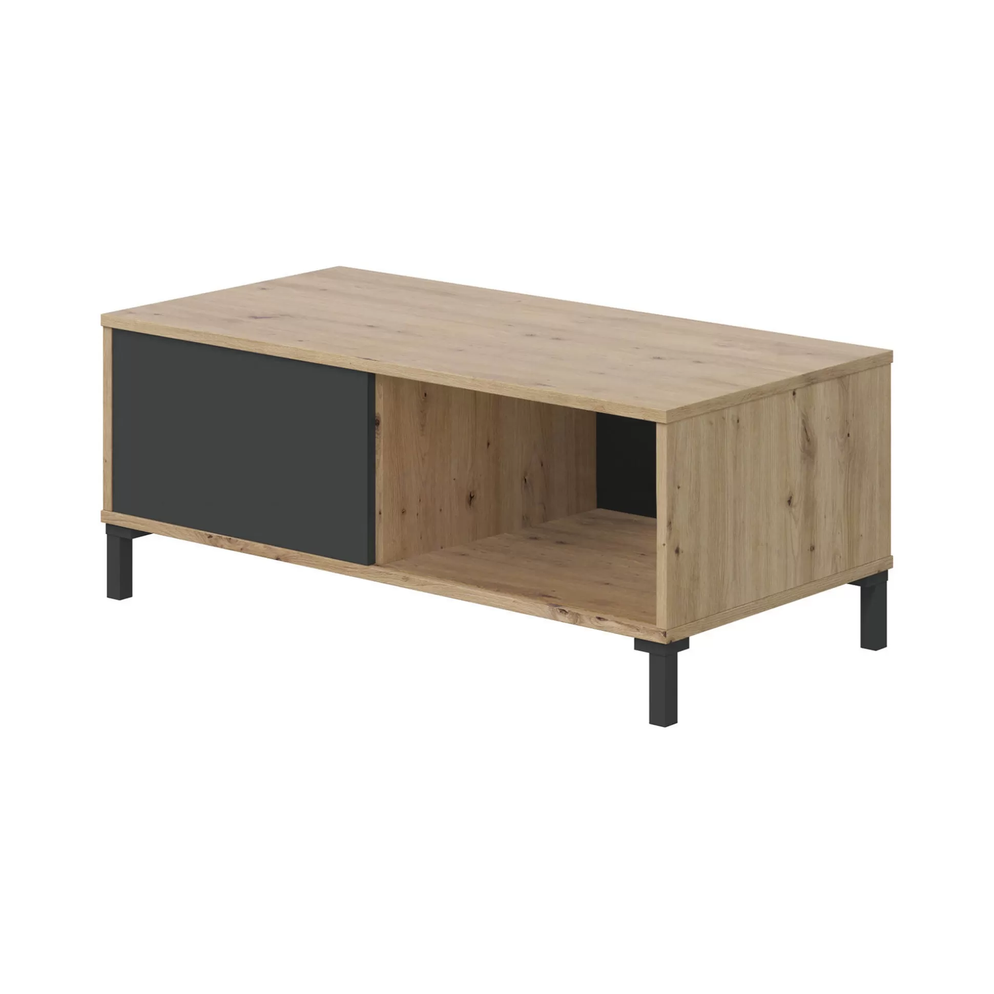 Dmora Tavolini Da Salotto<Tavolino da salotto Axinia, 100x50h40 cm, Rovere nodi e Antracite