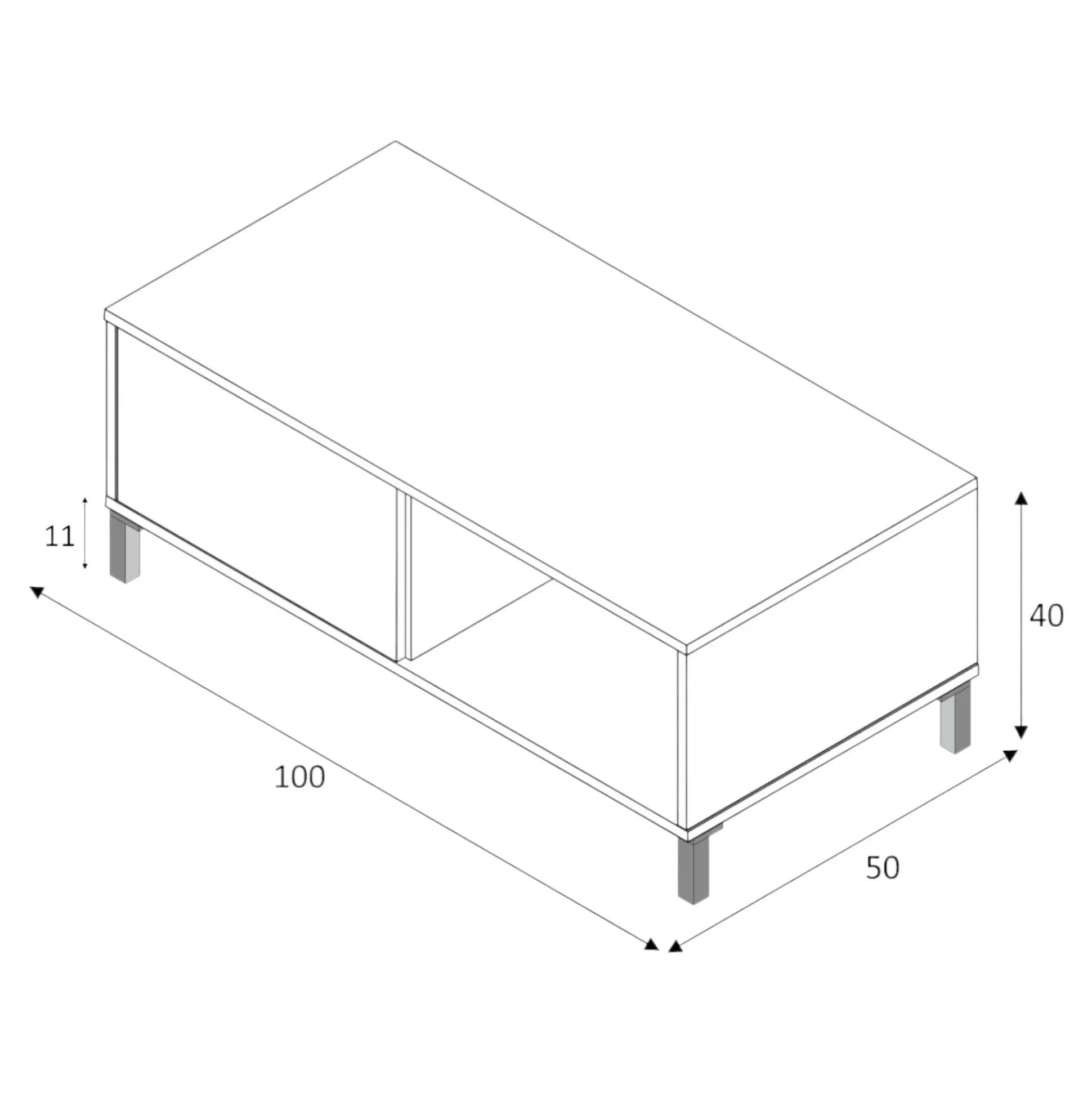 Dmora Tavolini Da Salotto<Tavolino da salotto Axinia, 100x50h40 cm, Rovere nodi e Antracite