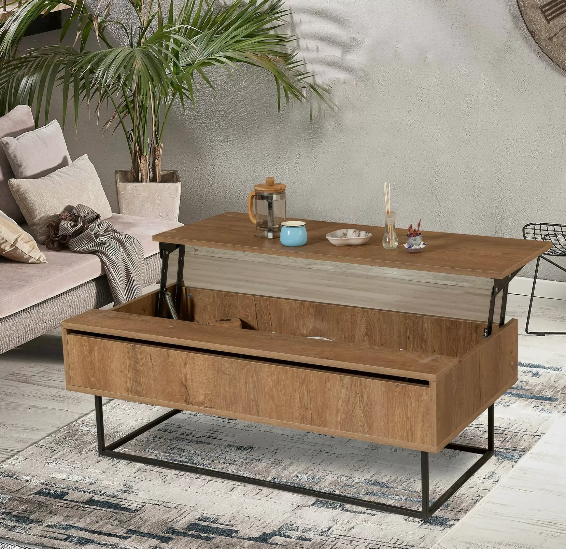 Dmora Tavolini Da Salotto<Tavolino da salotto Barghe, 120x60h43 cm, Noce e Nero
