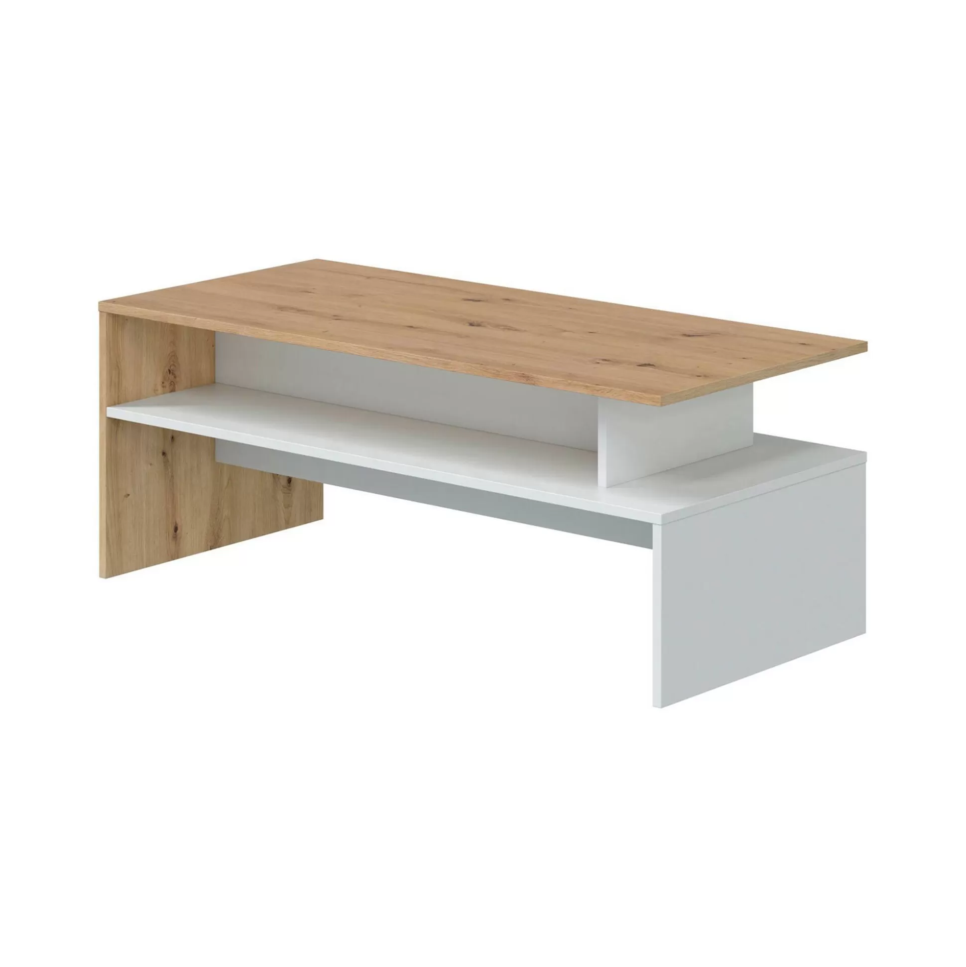 Dmora Tavolini Da Salotto<Tavolino da salotto Bartolomea, 100x50h43 cm, Rovere Nodi e Bianco lucido