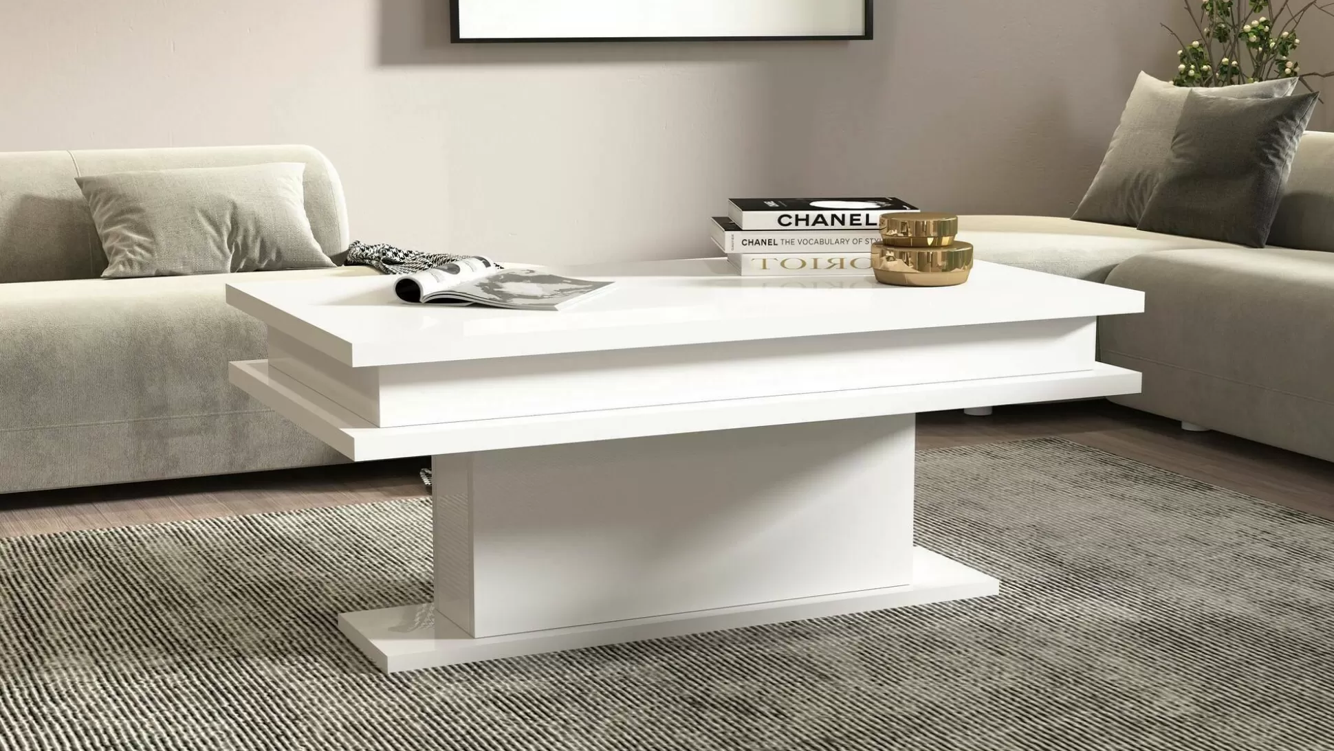 Dmora Tavolini Da Salotto<Tavolino da salotto Dcampores, 100x55h42 cm, lucido